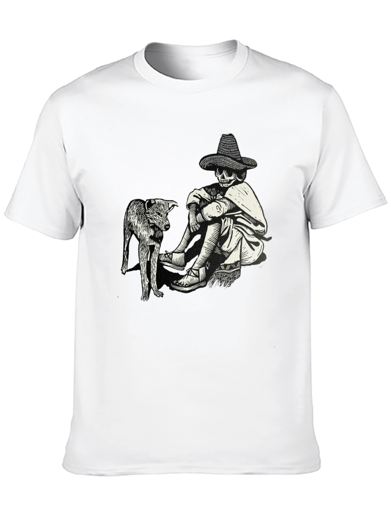 Skeleton & Dog Graphic Tee - Unique Design