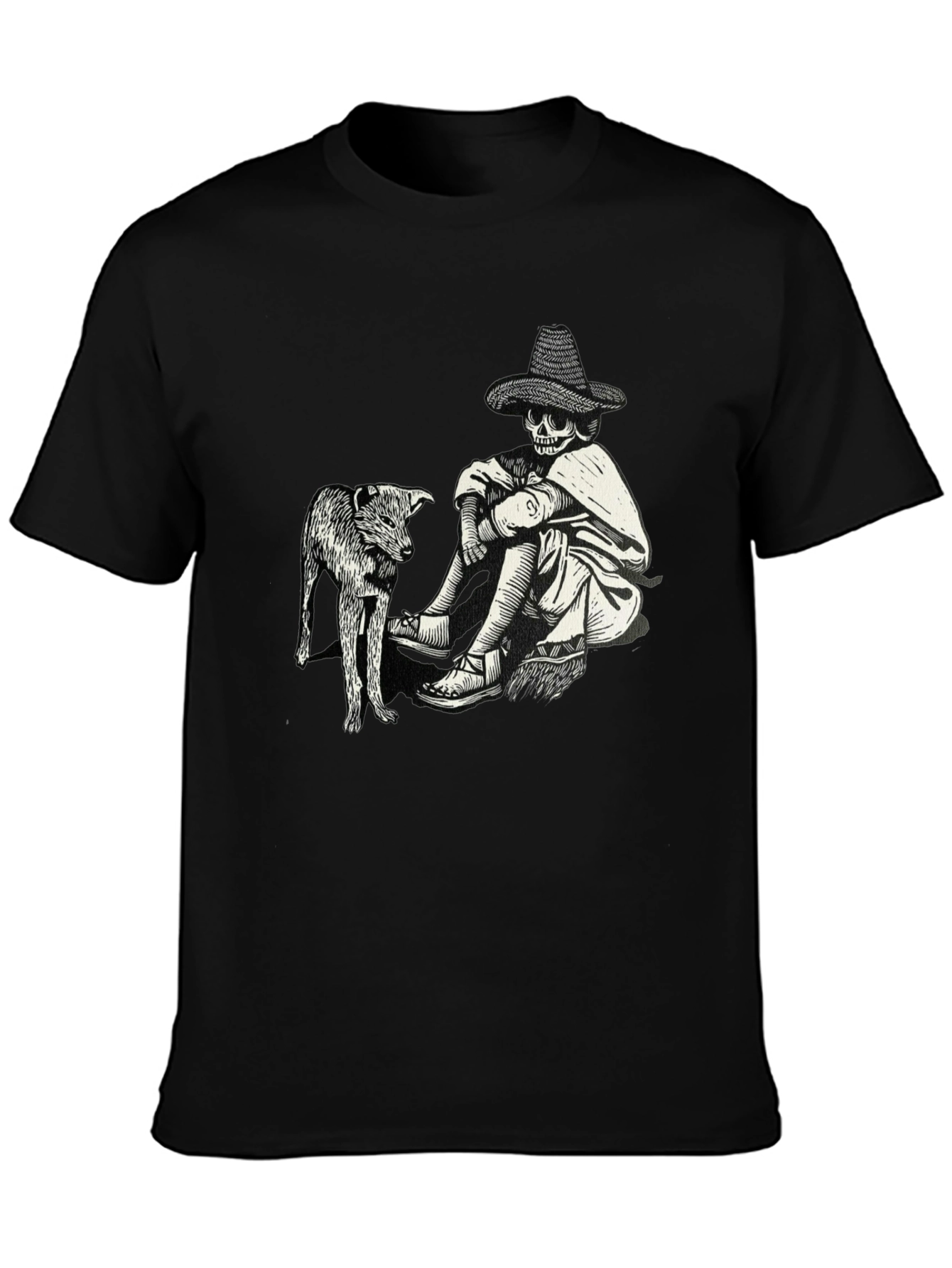 Skeleton & Dog Graphic Tee - Unique Design