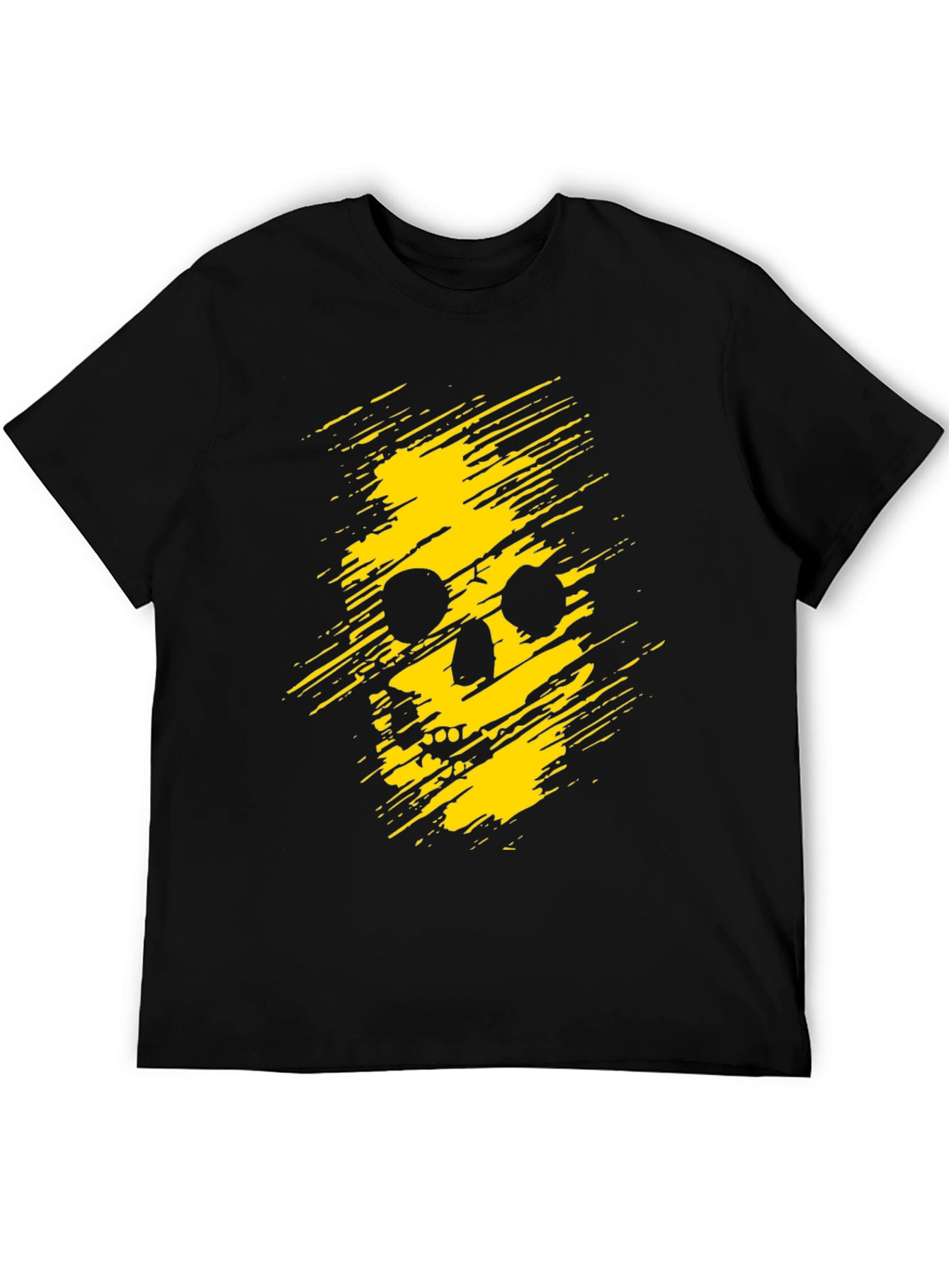 Edgy Skull Graphic Tee - Black Cotton T-Shirt