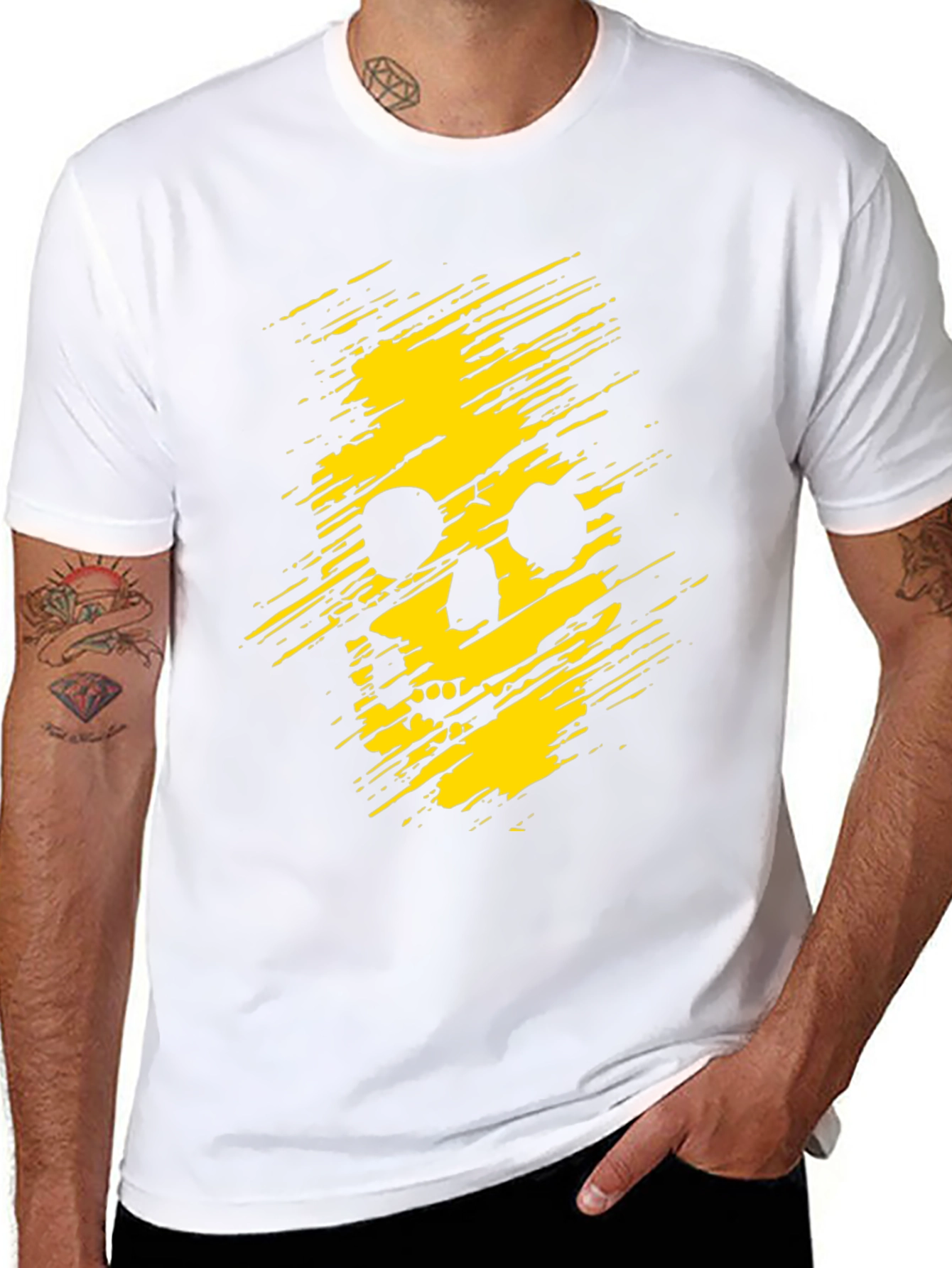 Edgy Skull Graphic Tee - Black Cotton T-Shirt