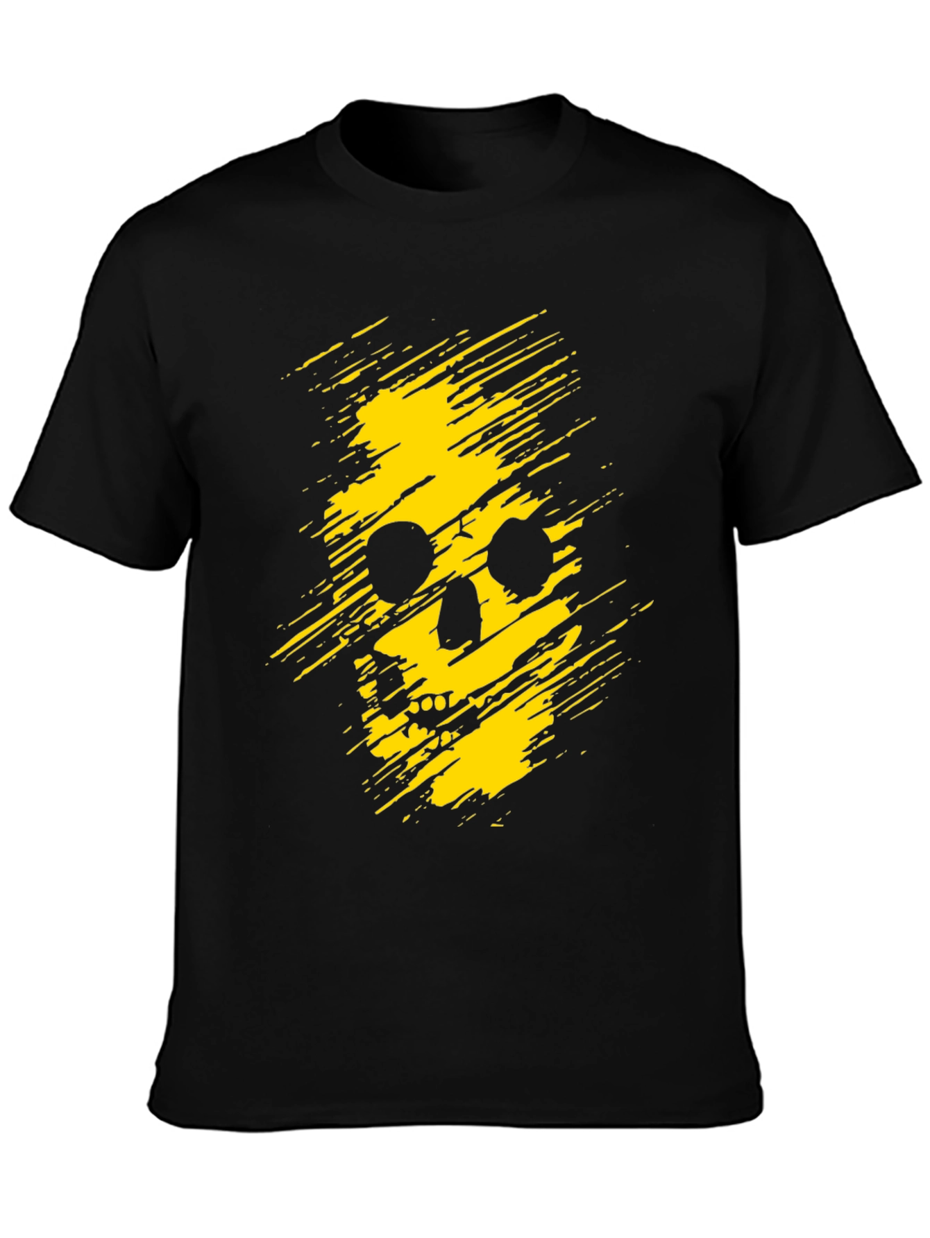 Edgy Skull Graphic Tee - Black Cotton T-Shirt
