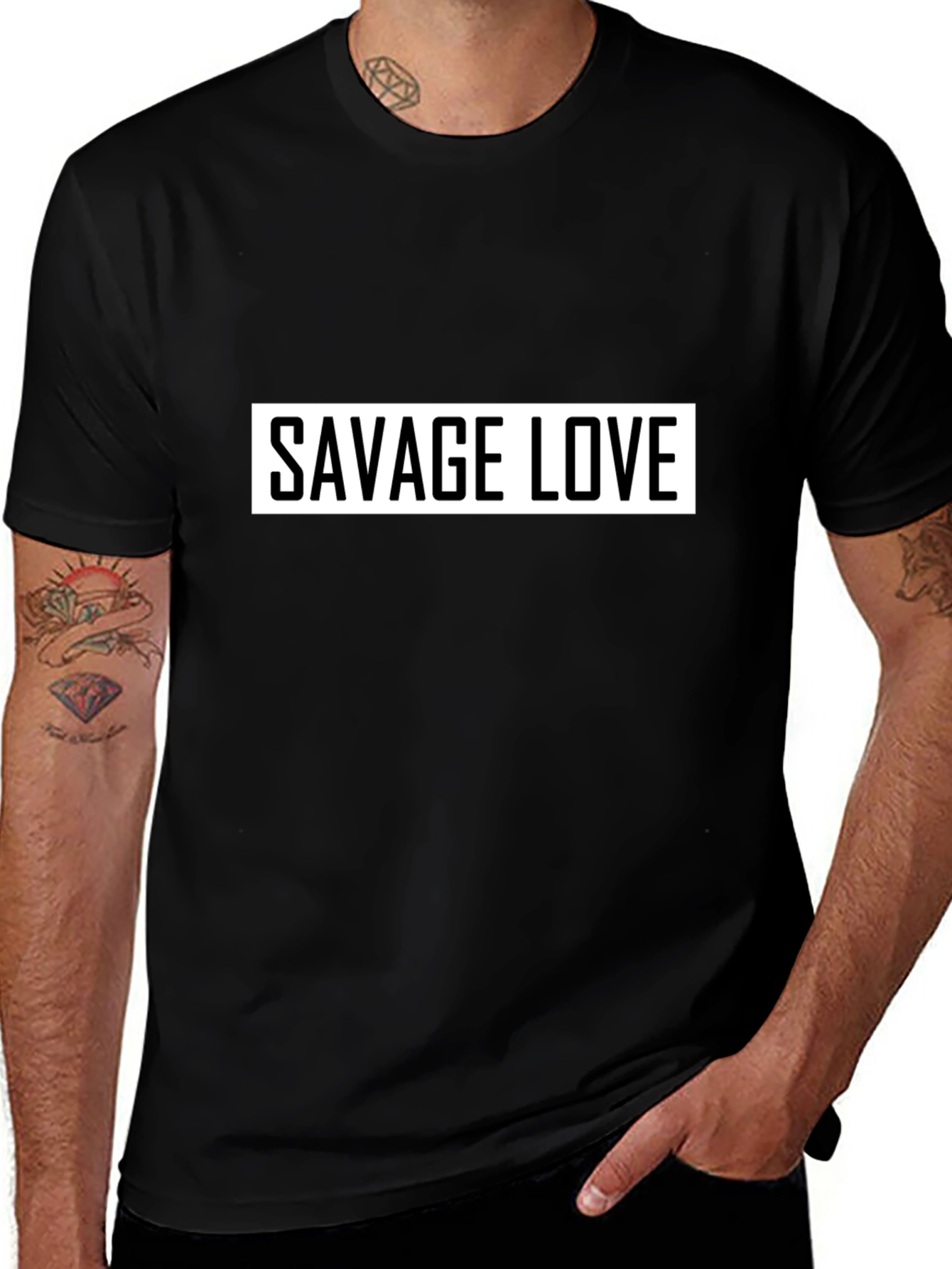 Savage Love Graphic Tee - Black Cotton Casual Wear