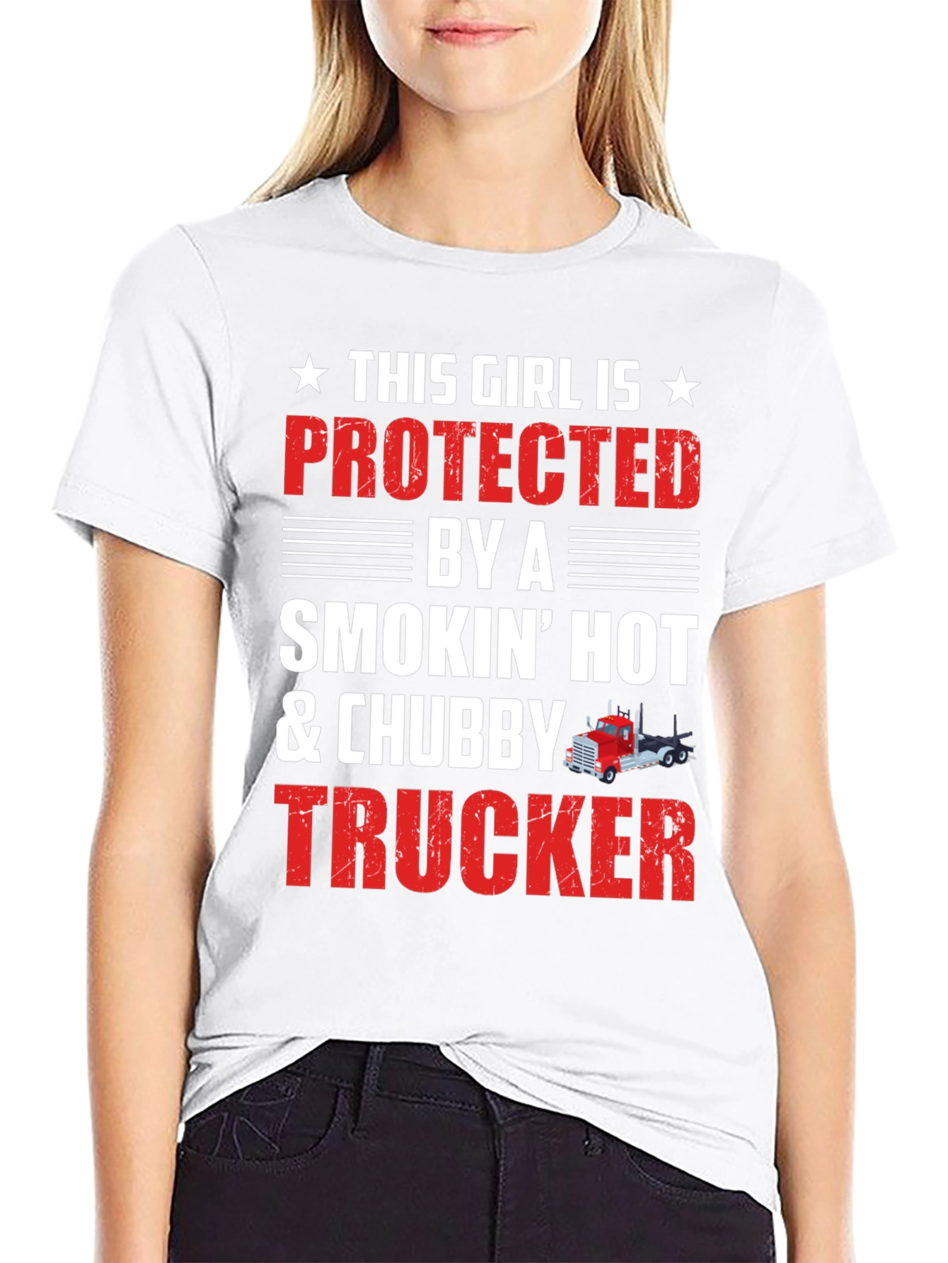 Protected By A Smokin Hot & Chubby Trucker T-Shirt