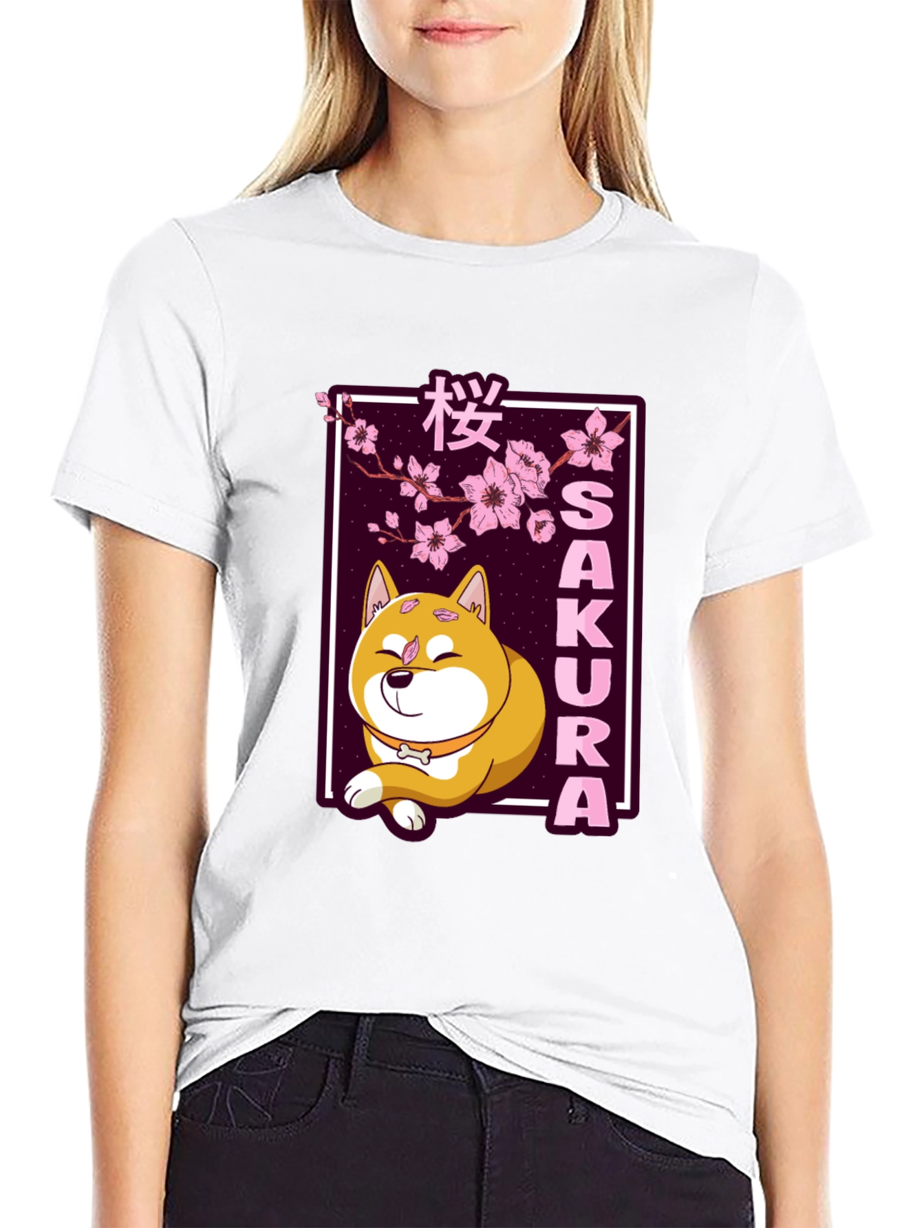 Sakura Dog T-Shirt - Shiba Inu Cherry Blossom Tee