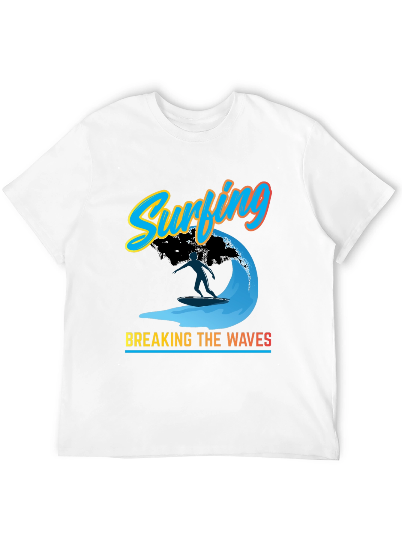Surfing Breaking Waves Black T-Shirt