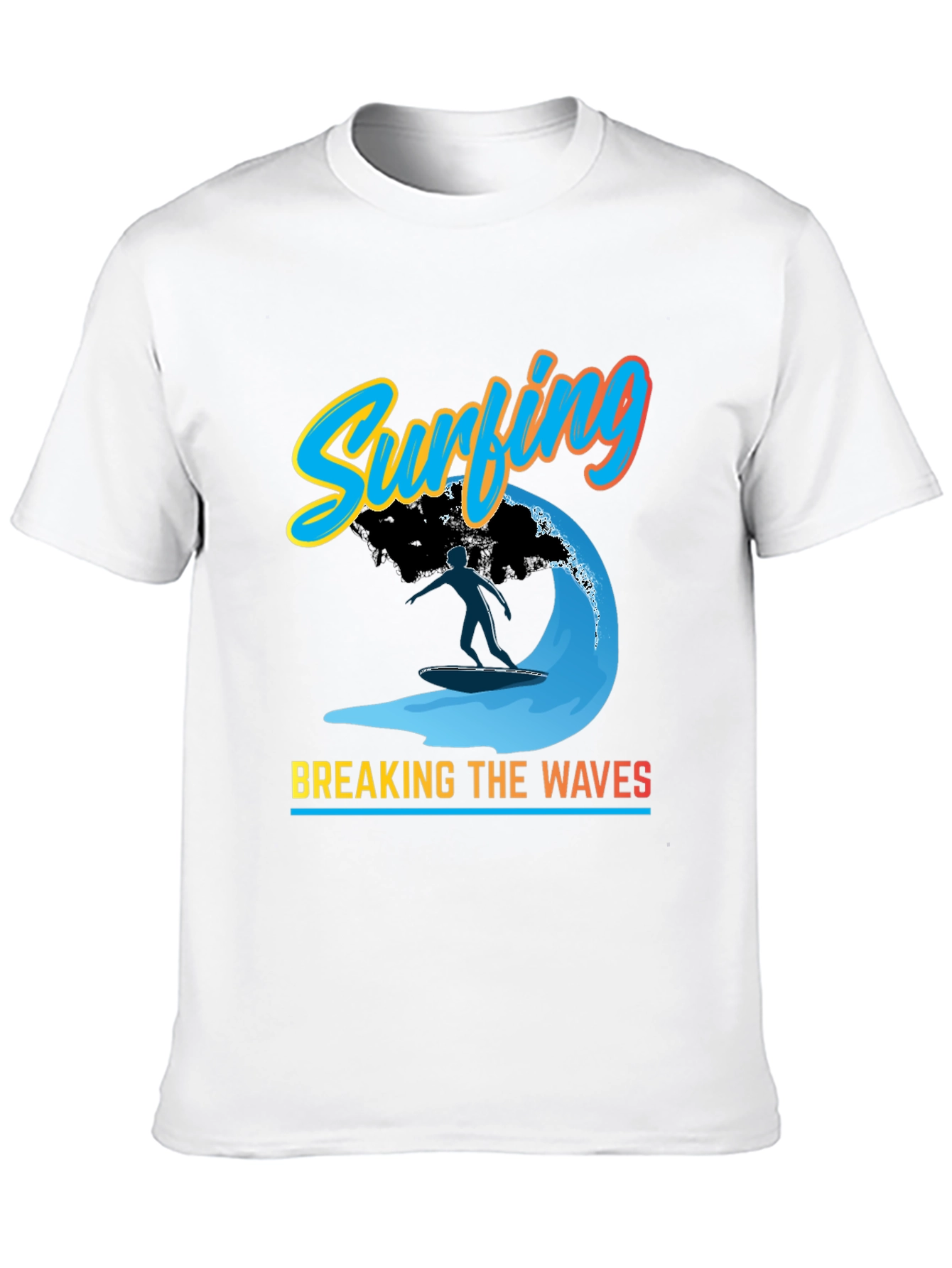 Surfing Breaking Waves Black T-Shirt