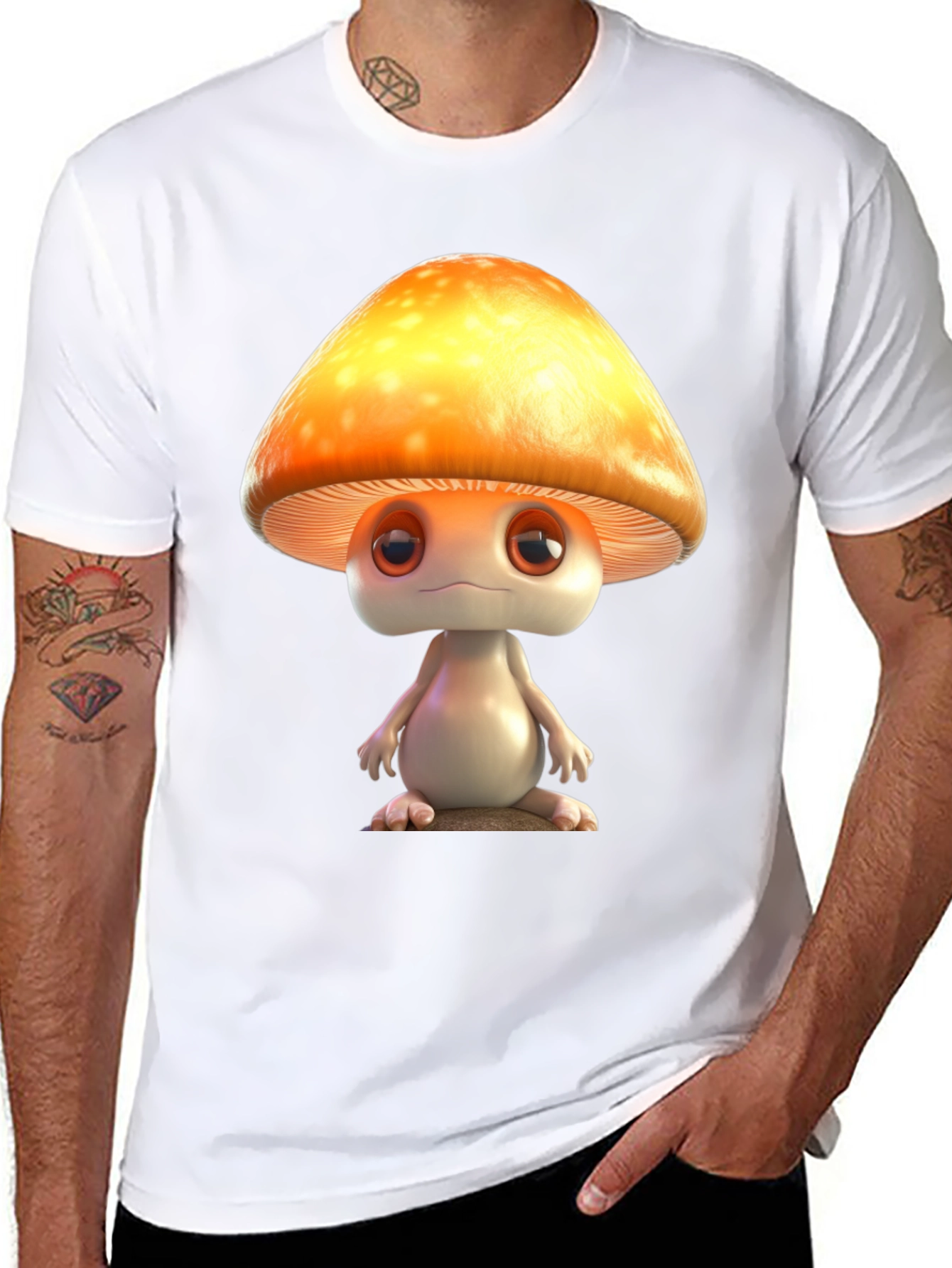 Mushroom Character Graphic T-Shirt
