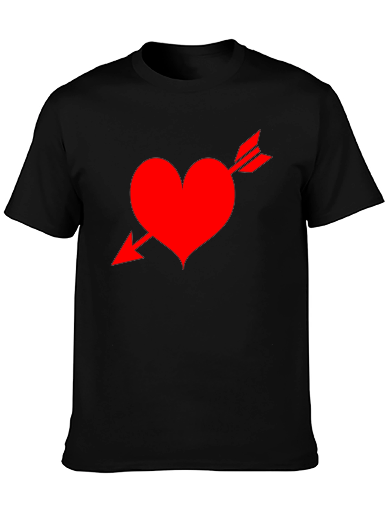 Heart Arrow Black T-Shirt - Valentines Day