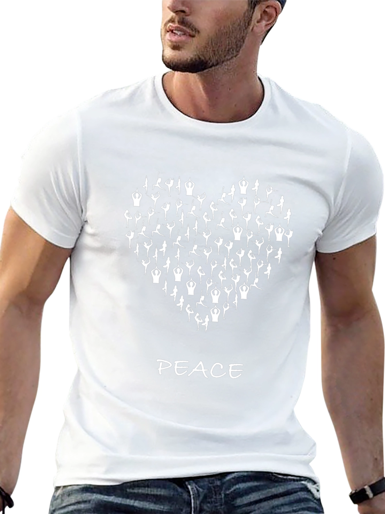 Yoga Heart Peace Graphic T-Shirt - Black