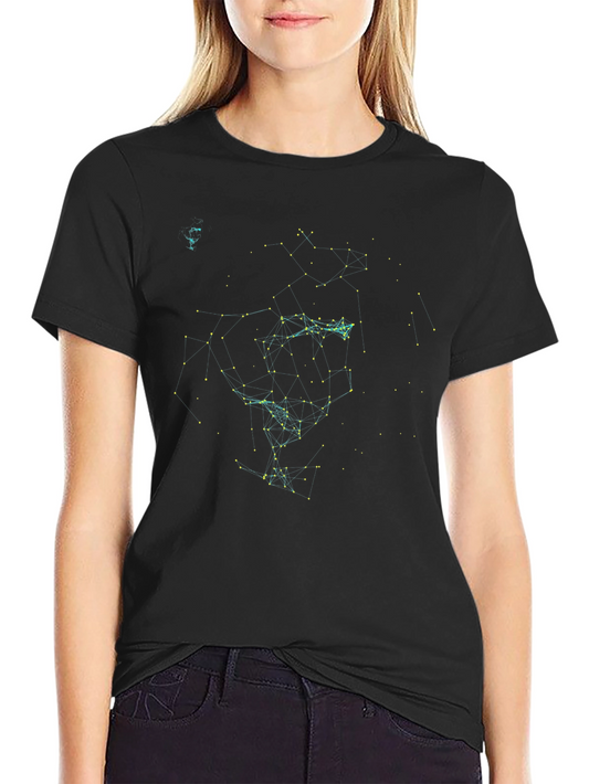 Constellation Graphic Tee - Black Cotton Shirt