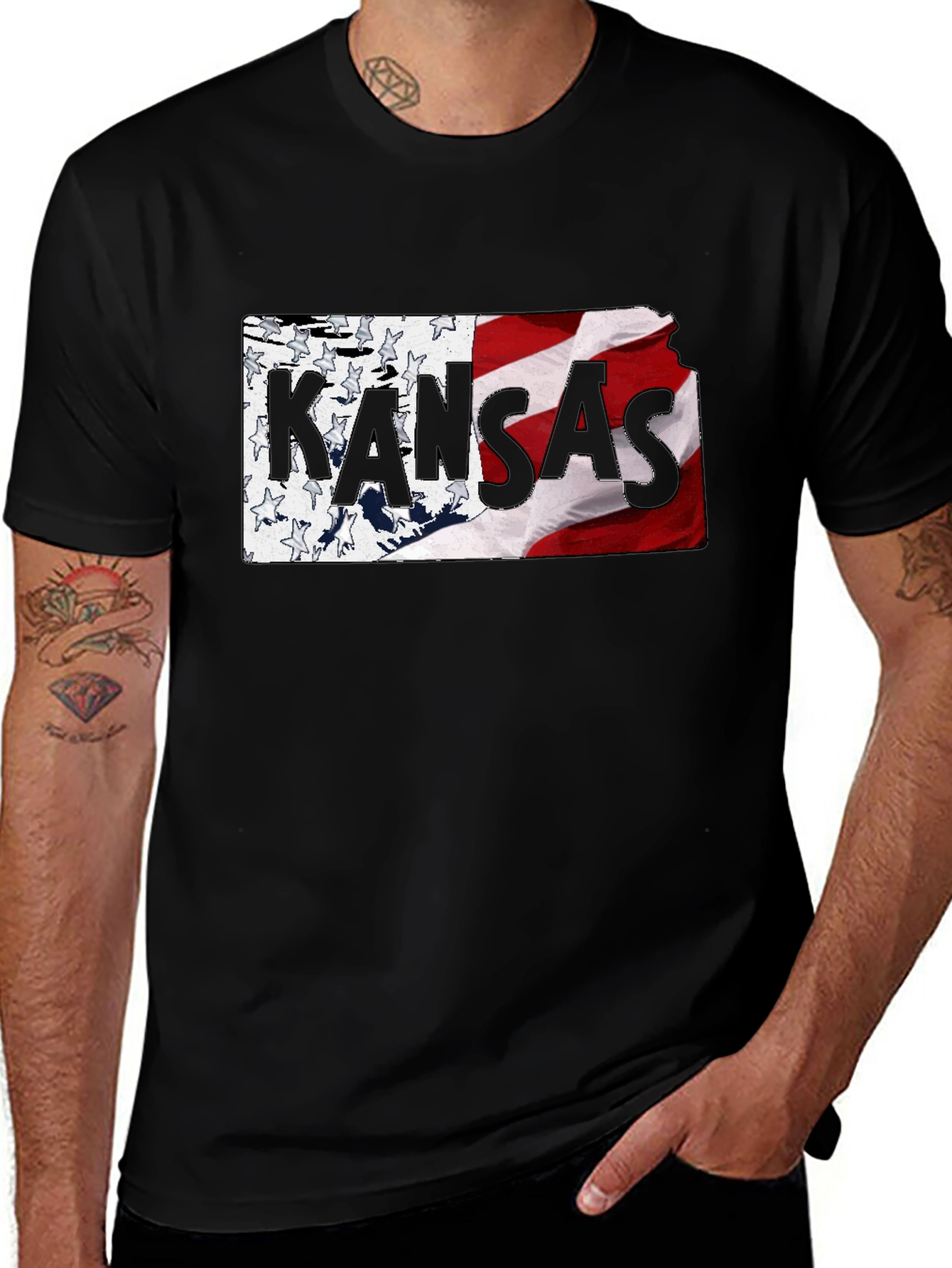 Kansas State Flag T-Shirt - Black