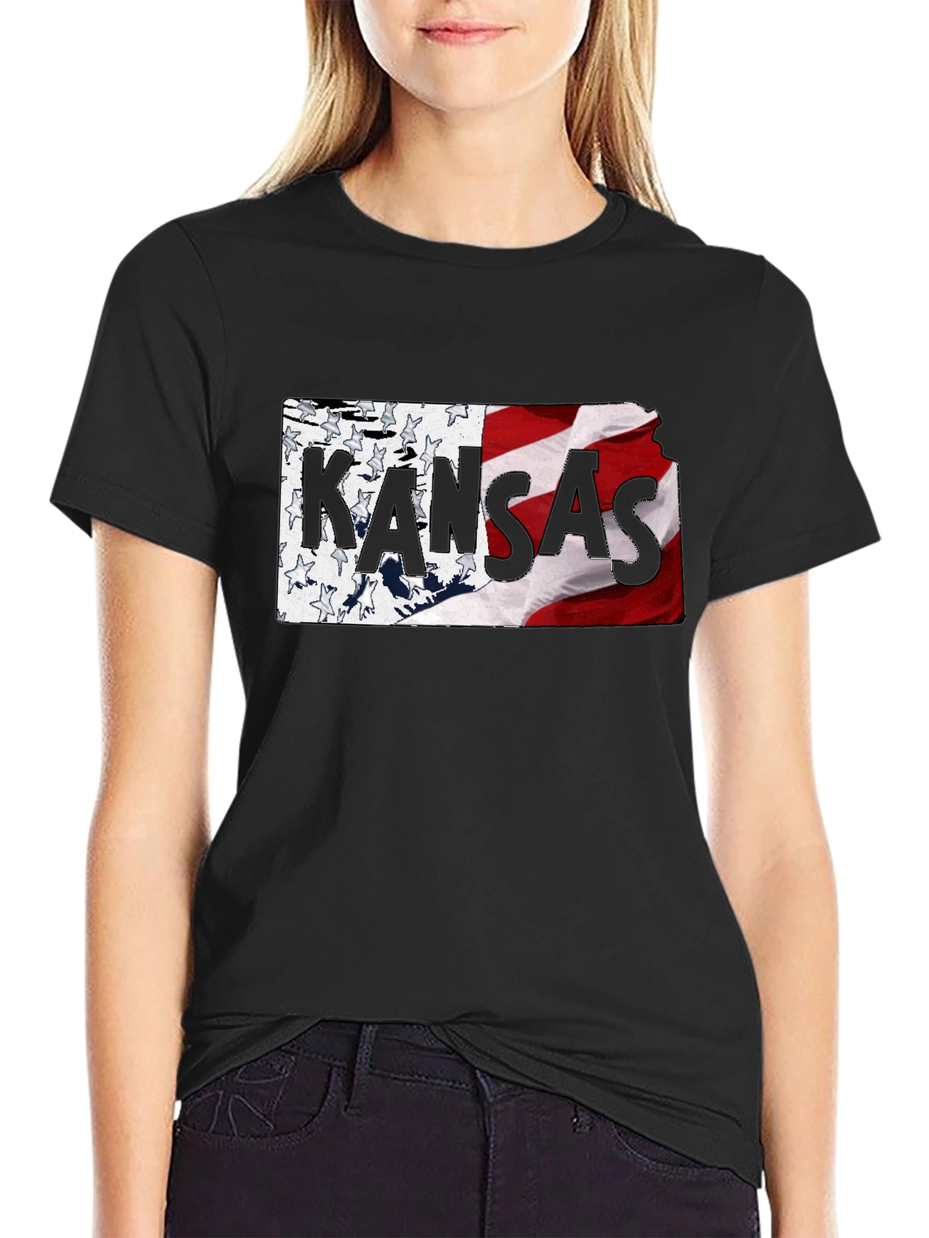 Kansas State Flag T-Shirt - Black