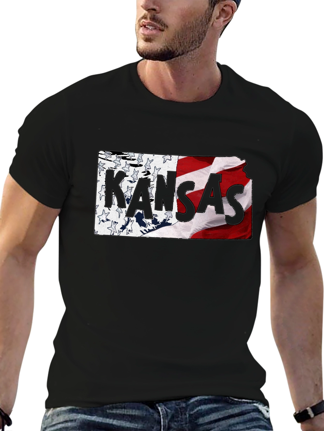 Kansas State Flag T-Shirt - Black