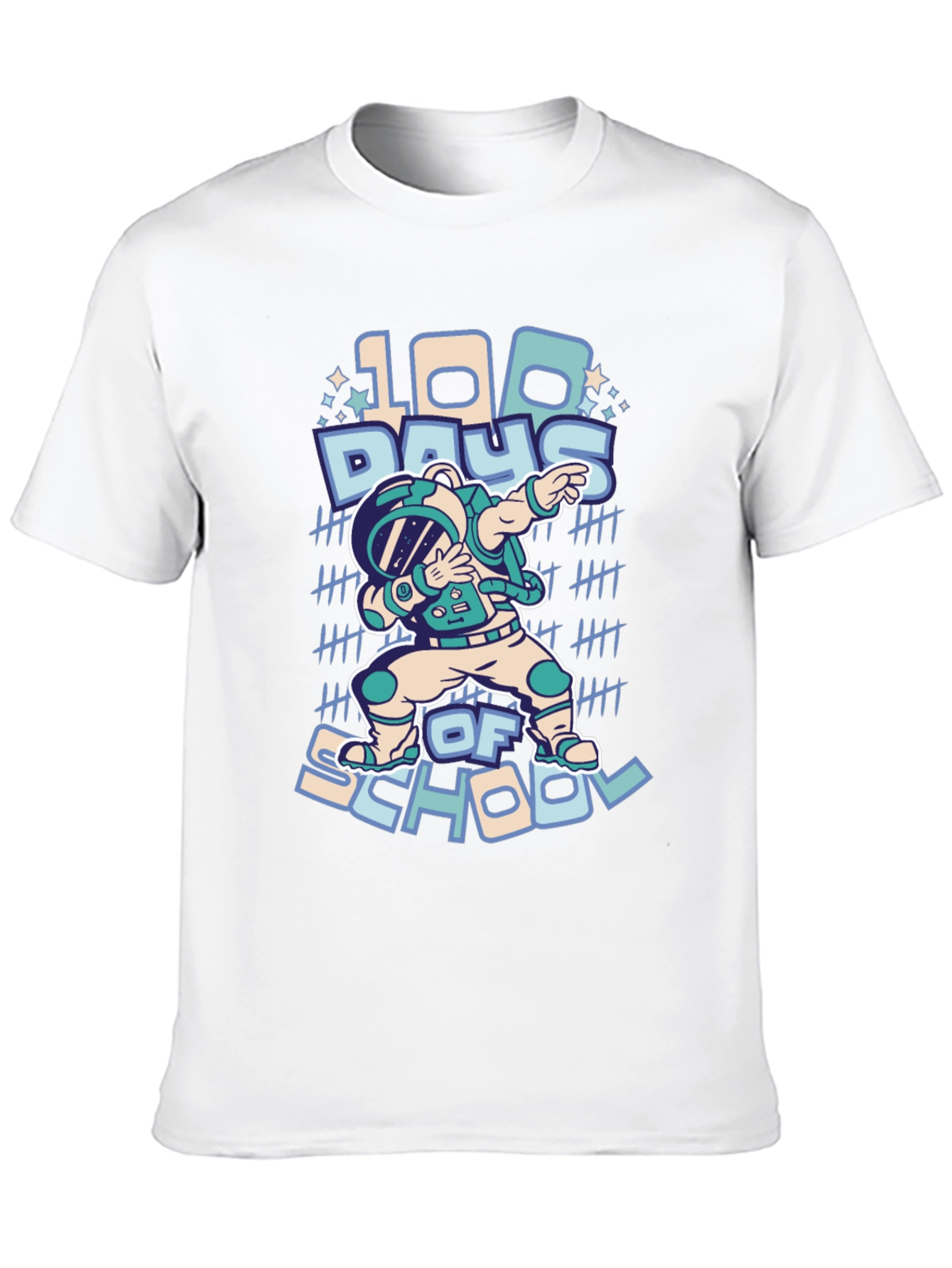 100 Days of School Dab Astronaut Black T-Shirt