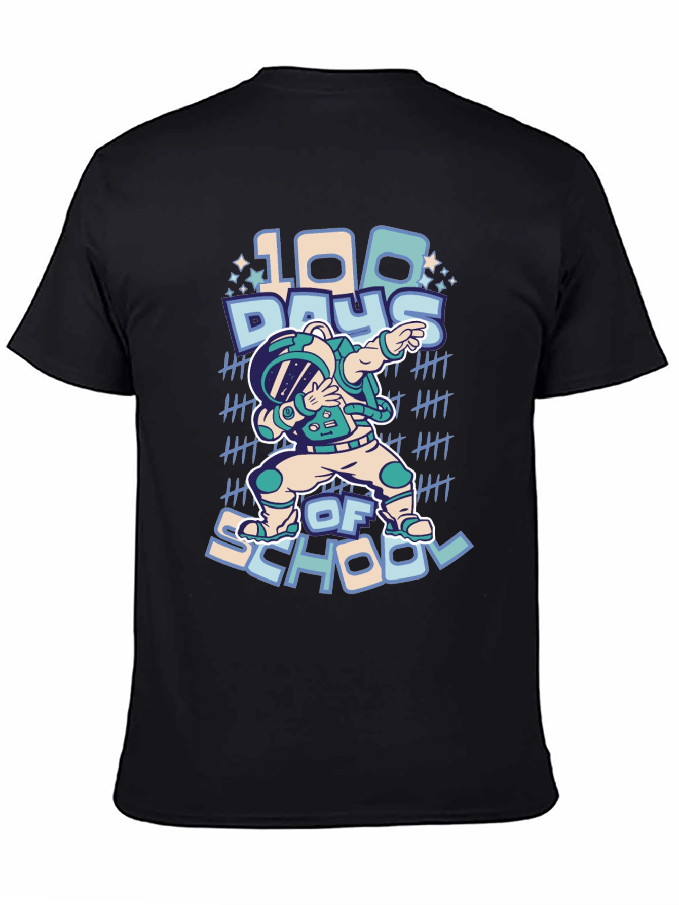 100 Days of School Dab Astronaut Black T-Shirt