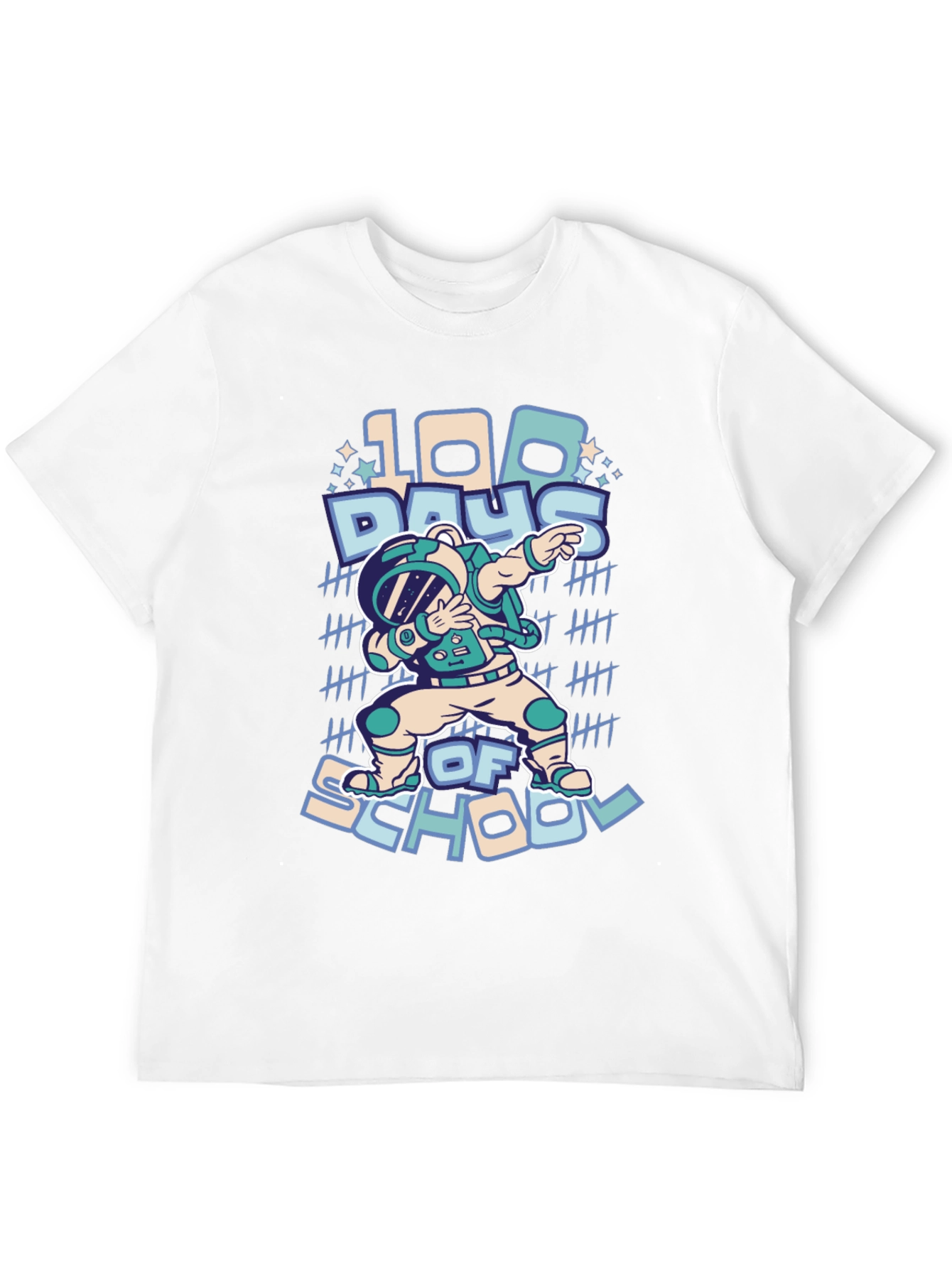 100 Days of School Dab Astronaut Black T-Shirt