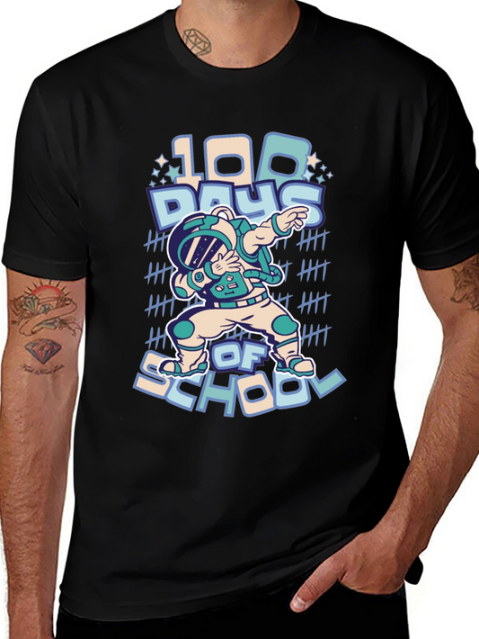 100 Days of School Dab Astronaut Black T-Shirt