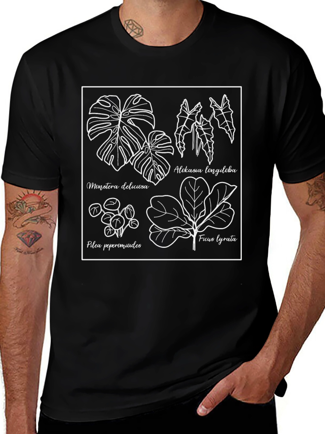 Botanical Print Tee - Black Graphic T-Shirt