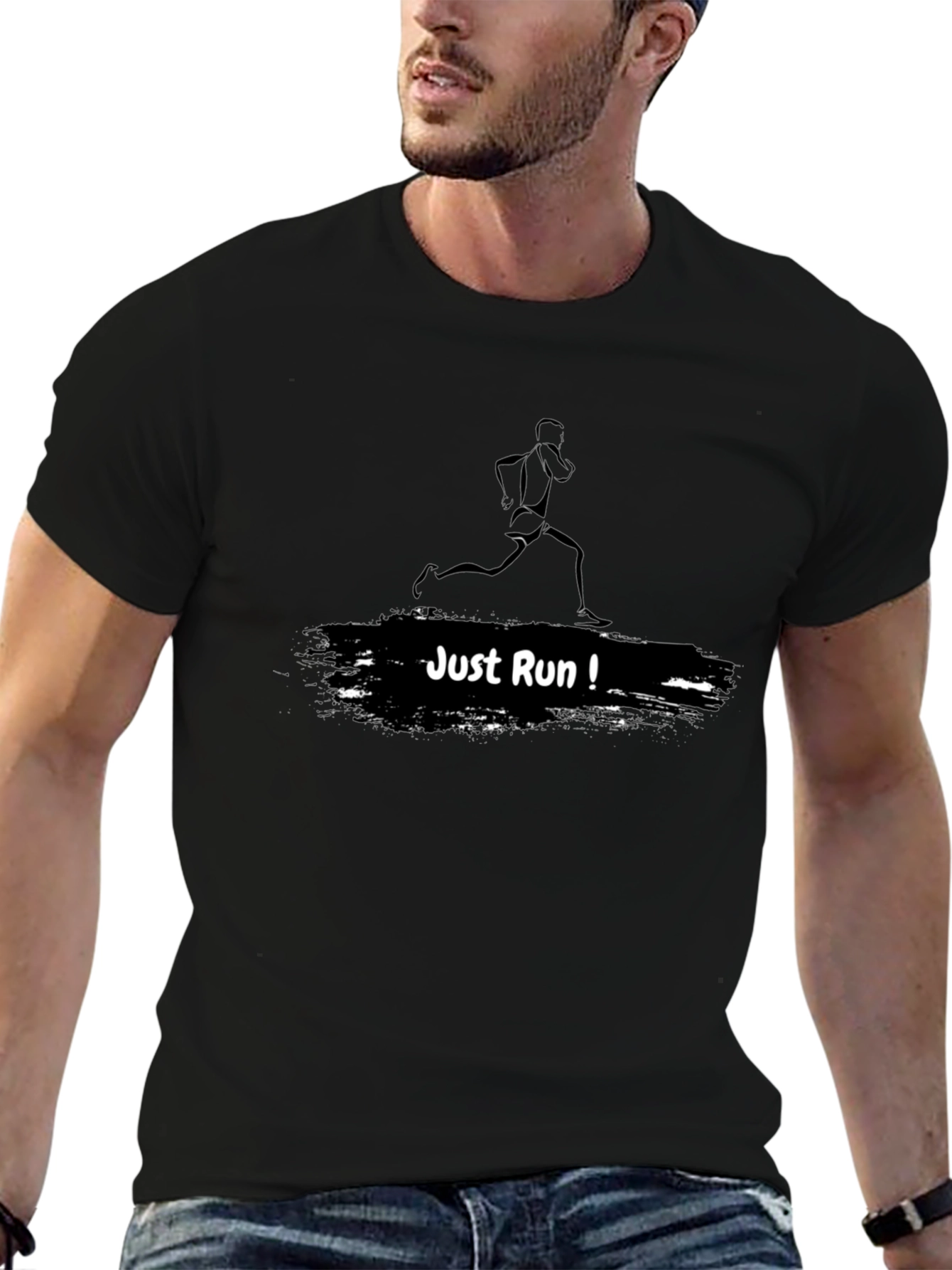 Just Run Black Graphic Tee