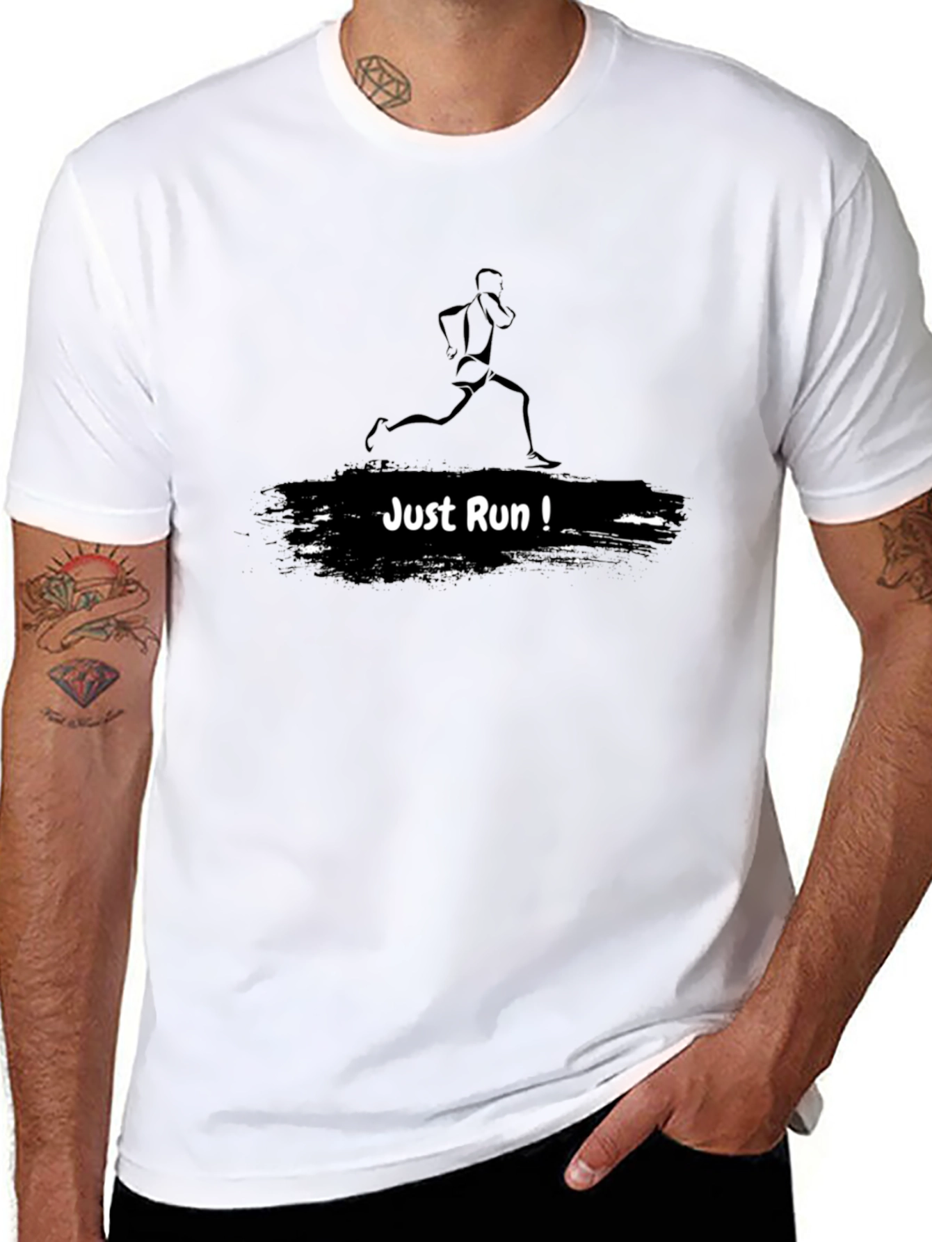 Just Run Black Graphic Tee