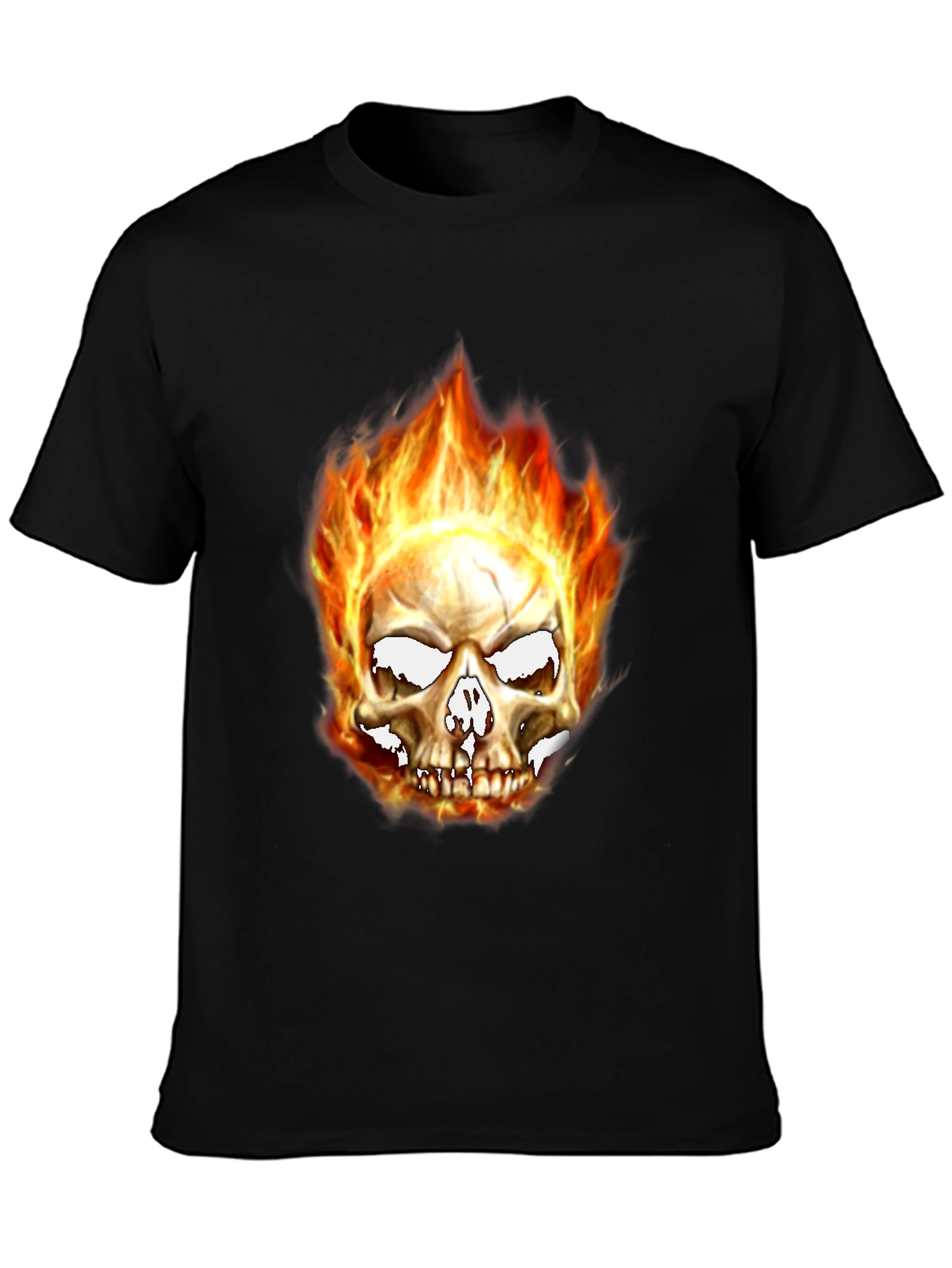 Flaming Skull Graphic Tee - Black T-Shirt