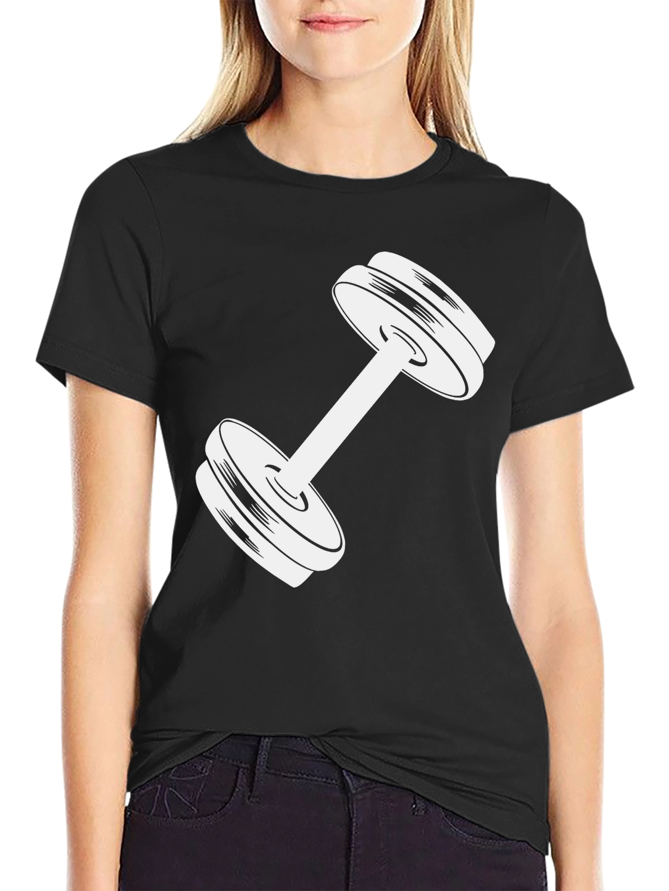 Weightlifting Dumbbell Graphic Tee - Black
