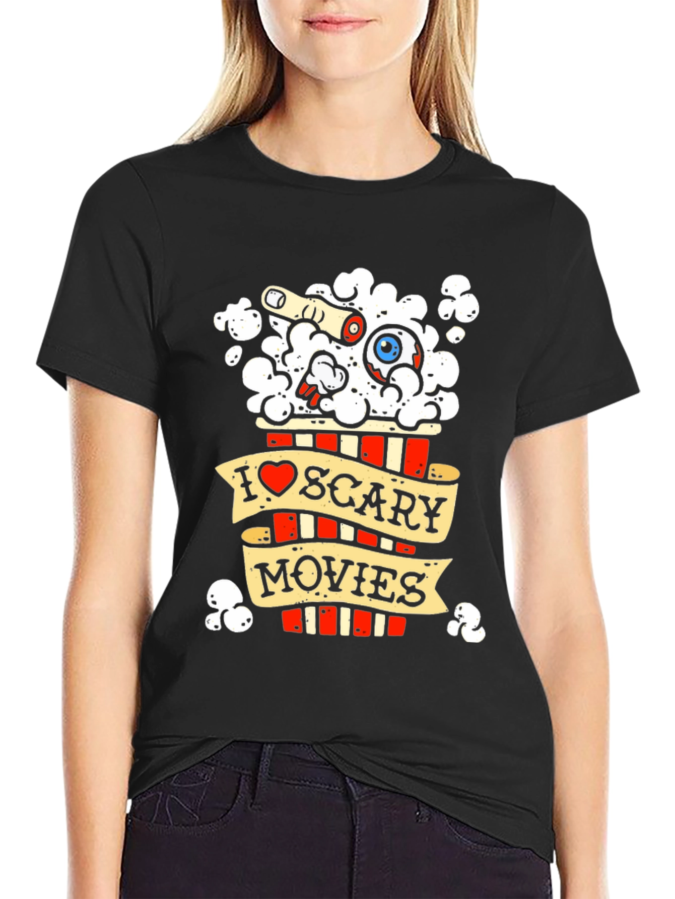 Scary Movie Popcorn Graphic Tee