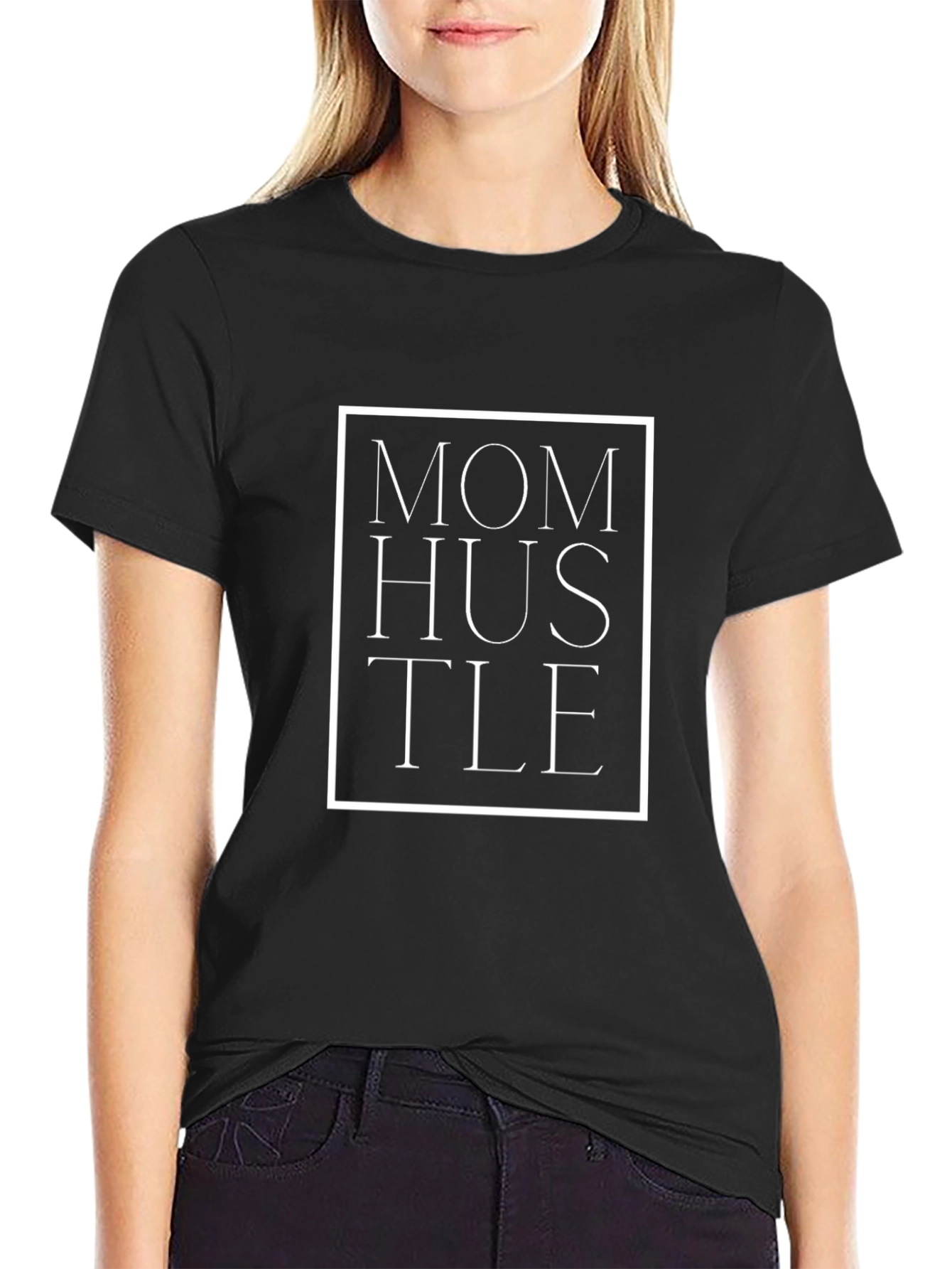 Mom Hustle Graphic Tee - Black Casual T-Shirt