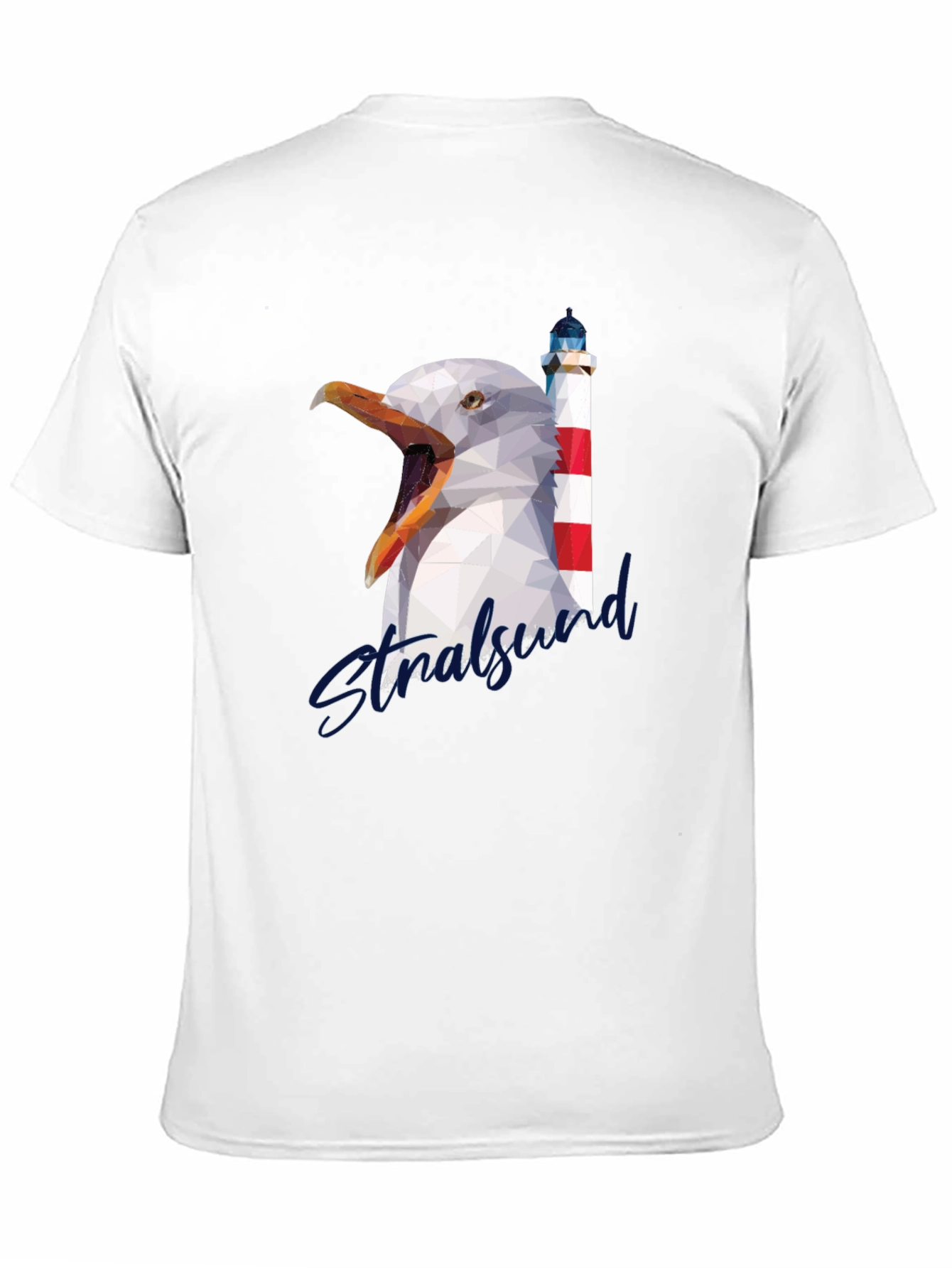 Stralsund Graphic Tee: Seagull & Lighthouse Design