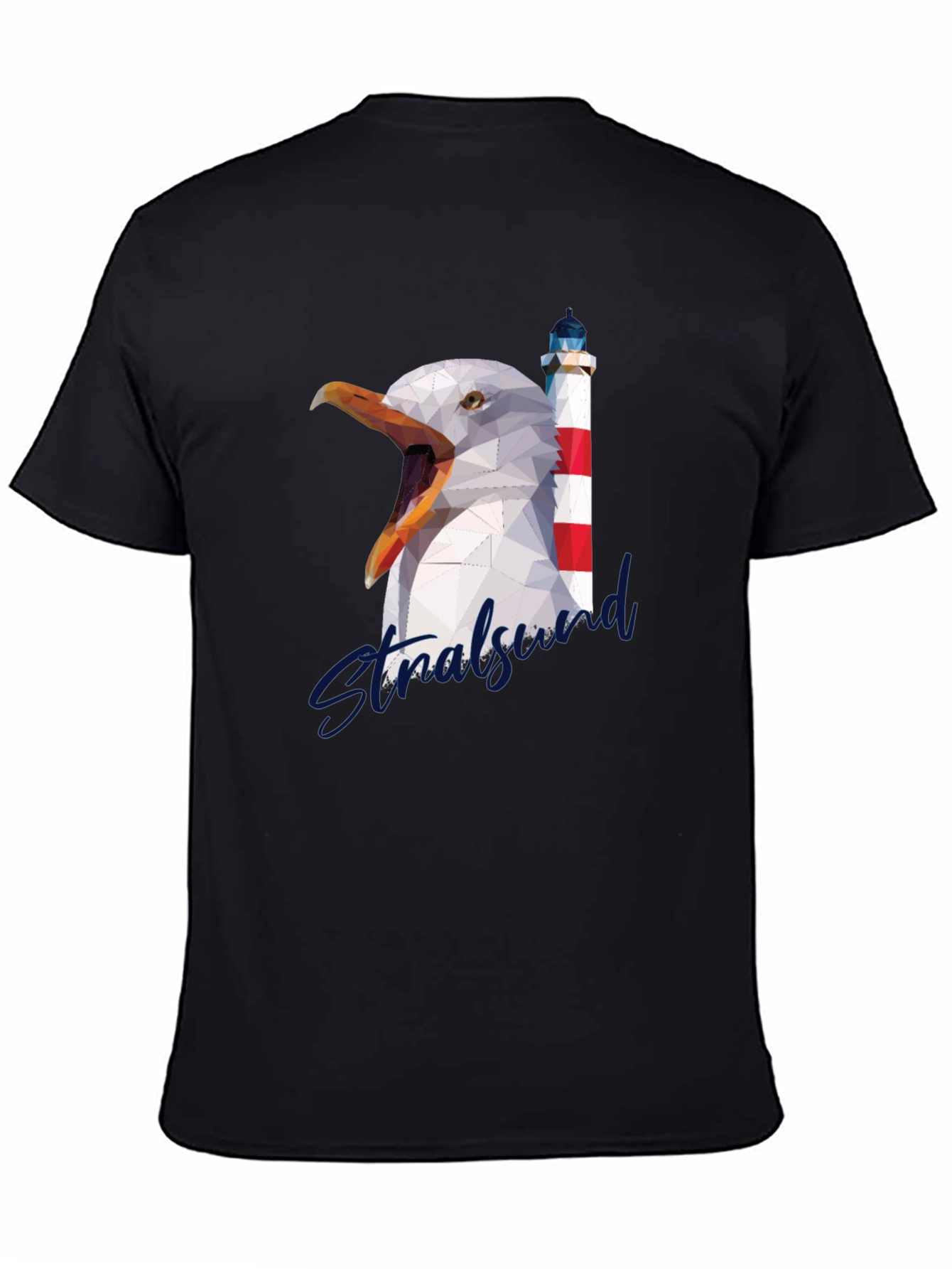 Stralsund Graphic Tee: Seagull & Lighthouse Design