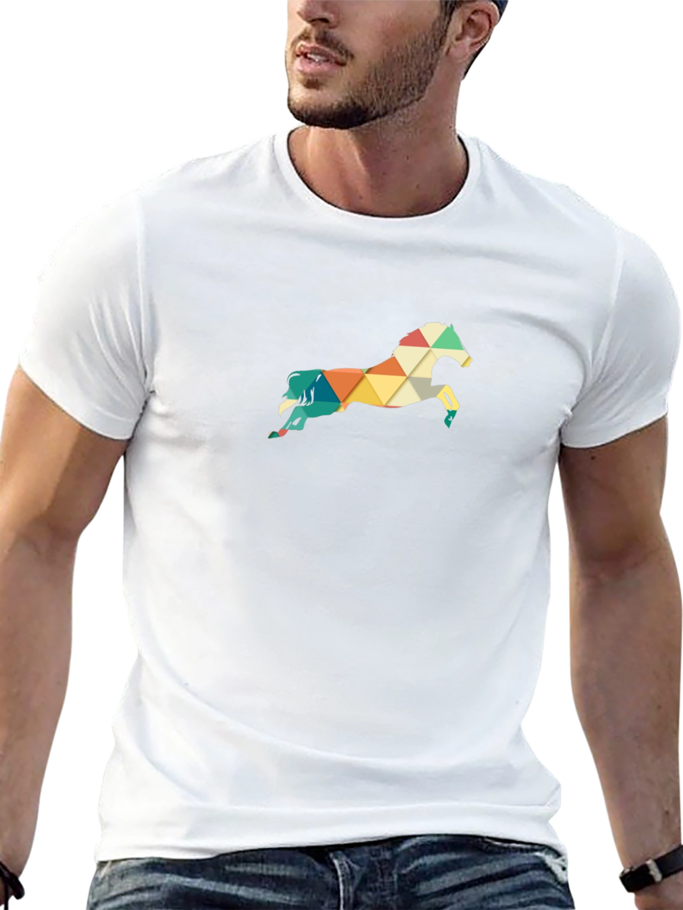 Geometric Horse Tee - Stylish Mens Graphic T-Shirt