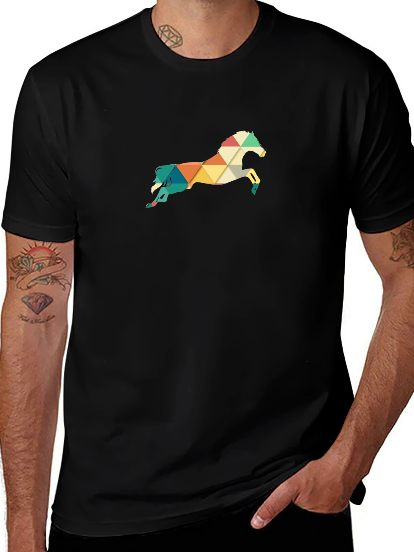 Geometric Horse Tee - Stylish Mens Graphic T-Shirt