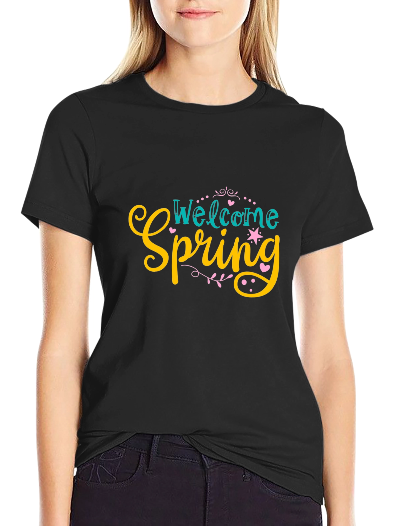 Welcome Spring Graphic Tee - Black T-Shirt