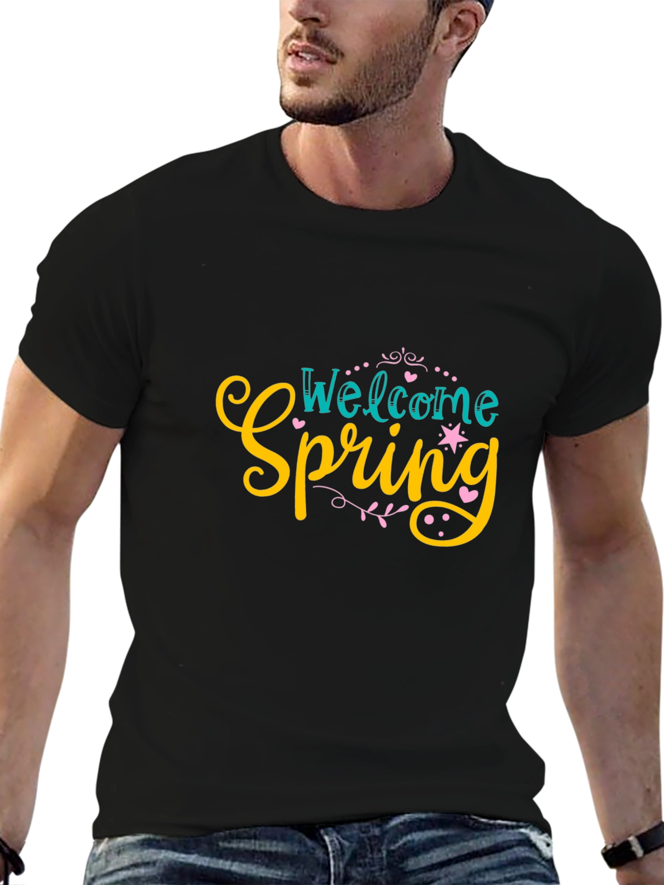 Welcome Spring Graphic Tee - Black T-Shirt