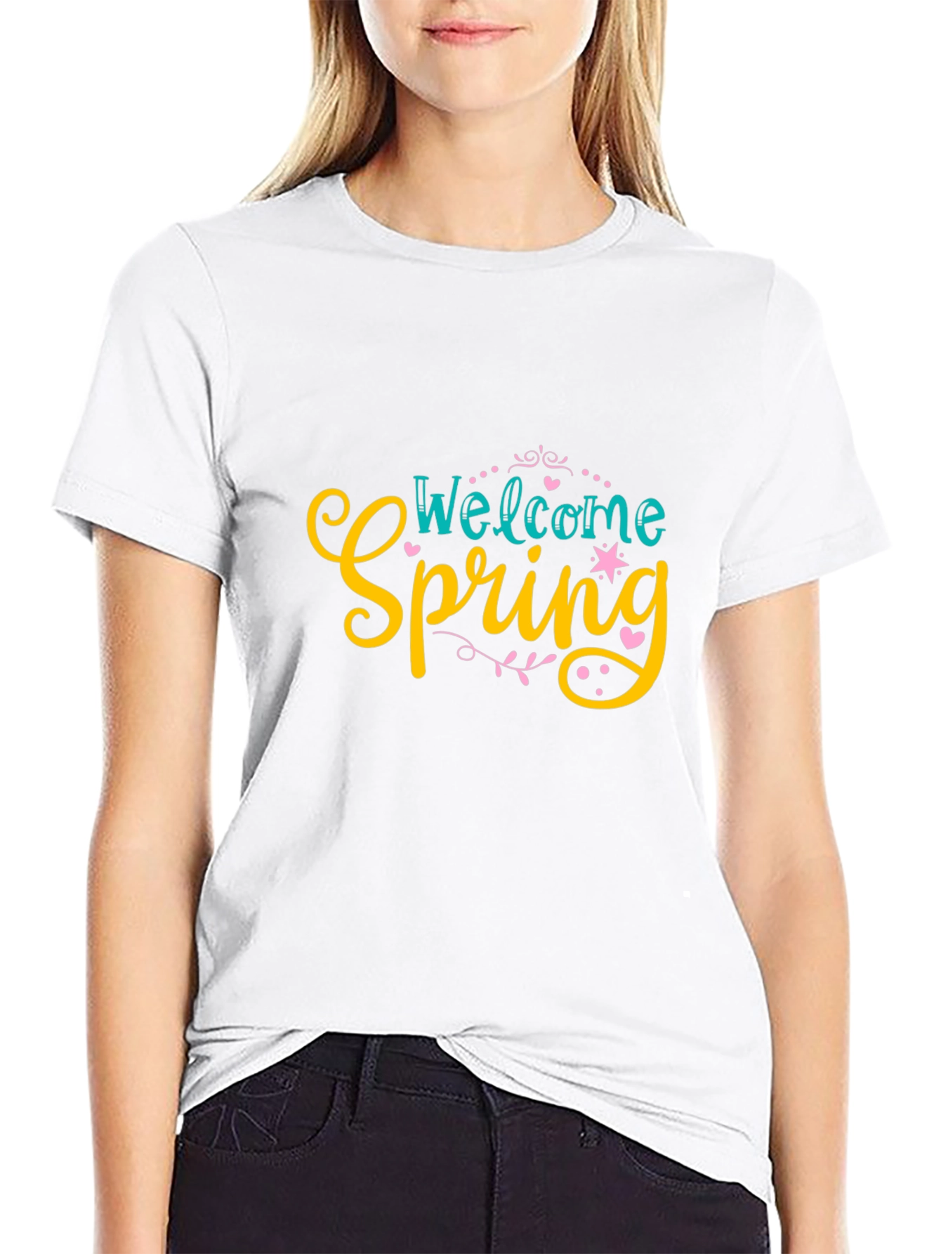 Welcome Spring Graphic Tee - Black T-Shirt