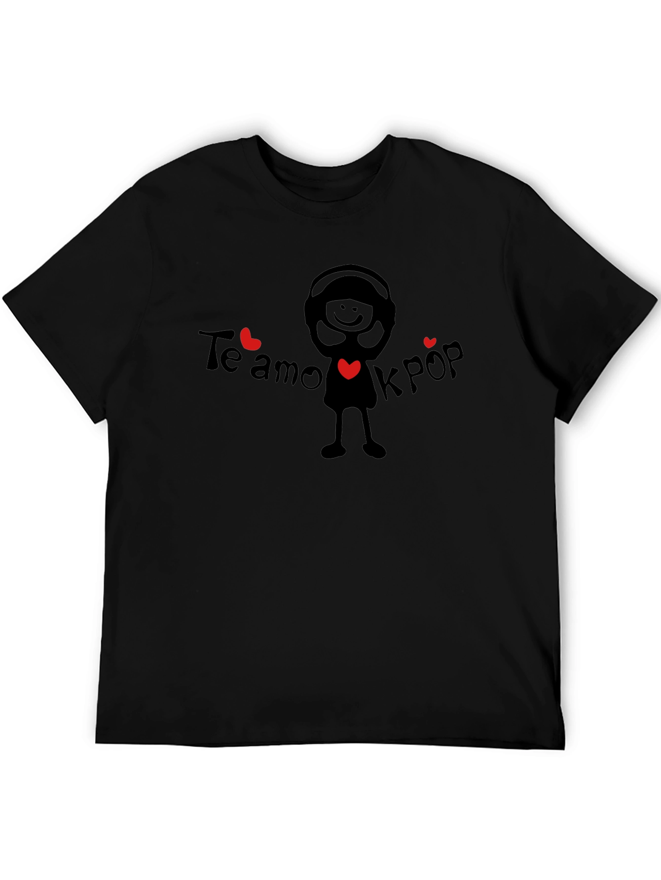 Te Amo Kpop Graphic Black T-Shirt