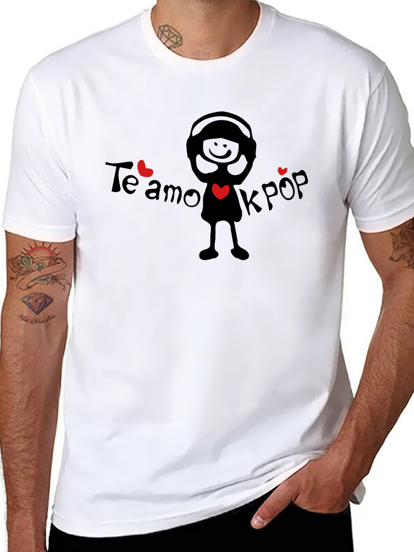 Te Amo Kpop Graphic Black T-Shirt
