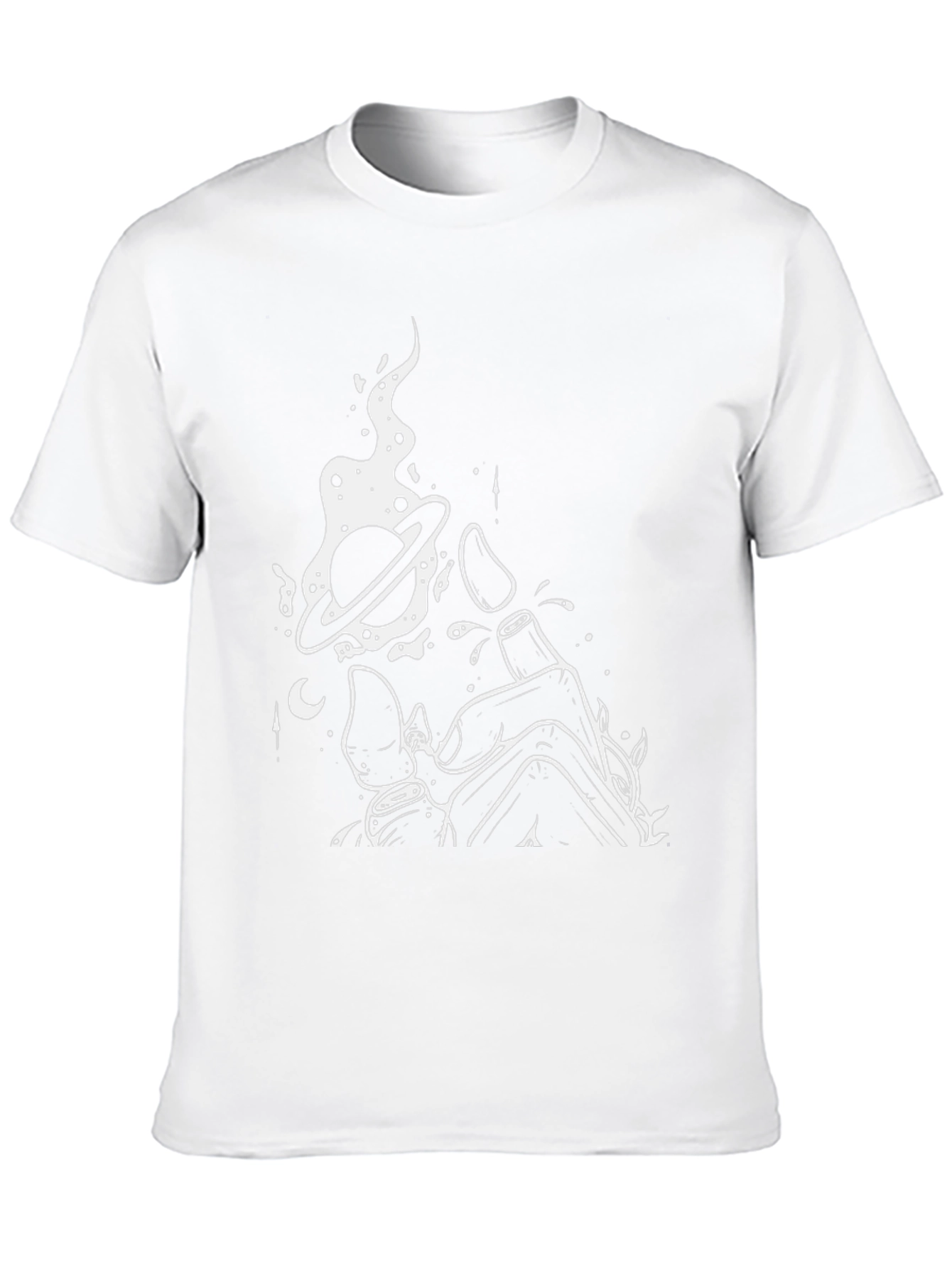 Mens Black Graphic Tee - Space Hand Design