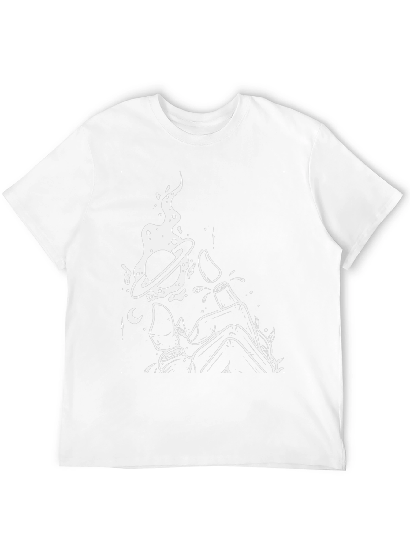 Mens Black Graphic Tee - Space Hand Design