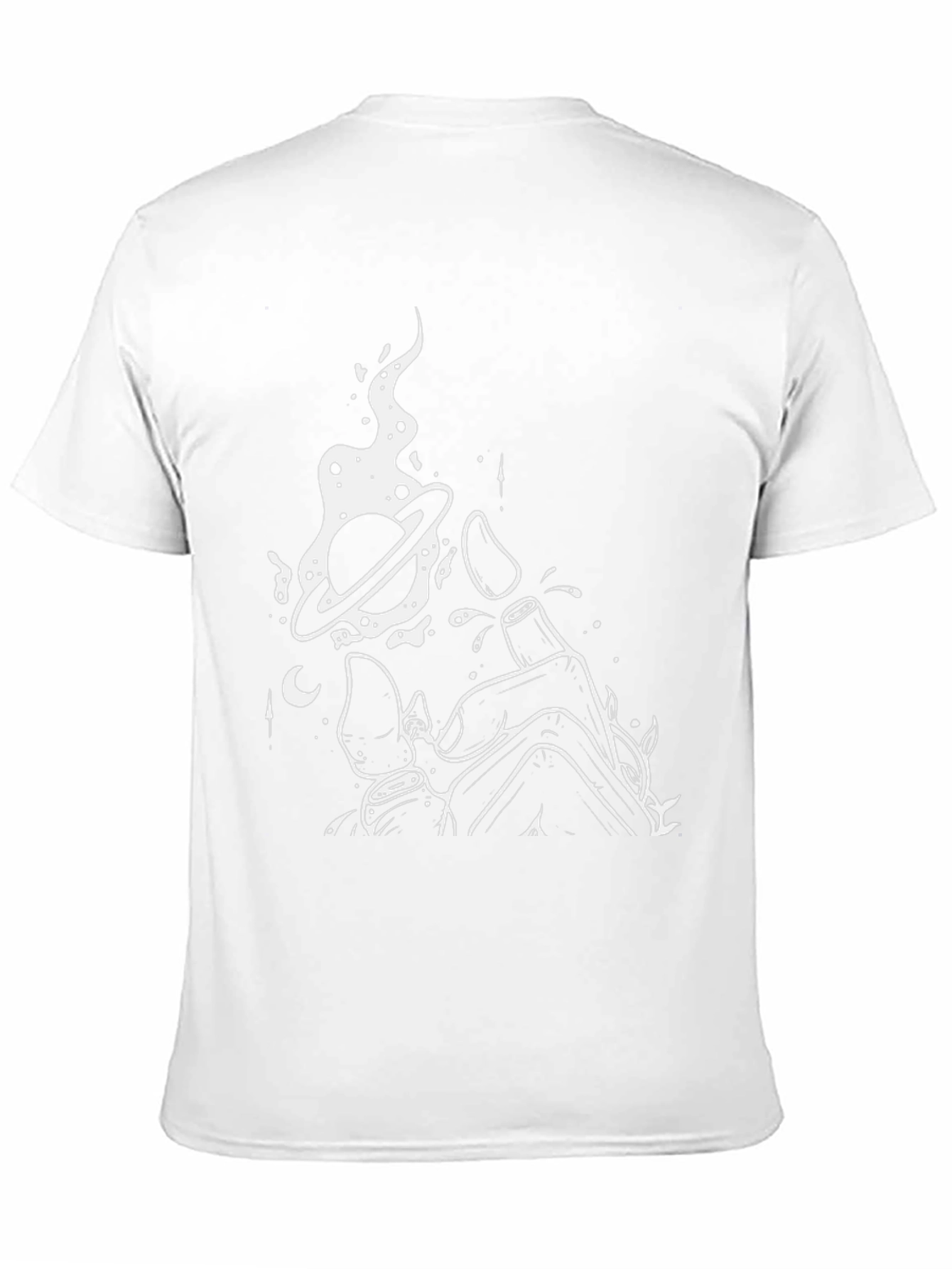 Mens Black Graphic Tee - Space Hand Design