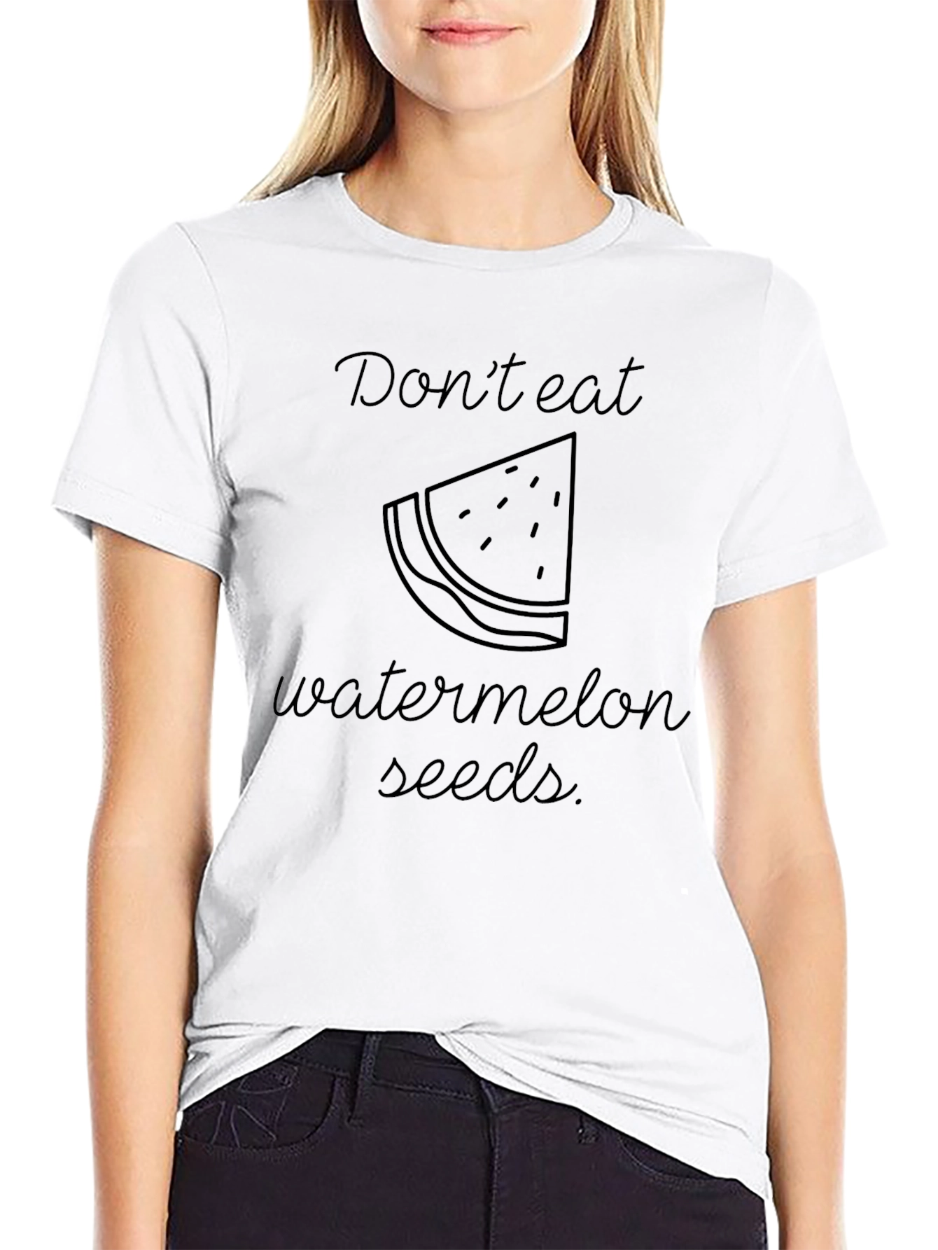 Dont Eat Watermelon Seeds Graphic Tee - Black Cotton
