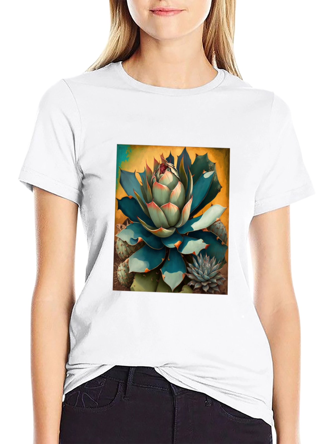 Agave Blossom Graphic Tee - Desert Bloom Art