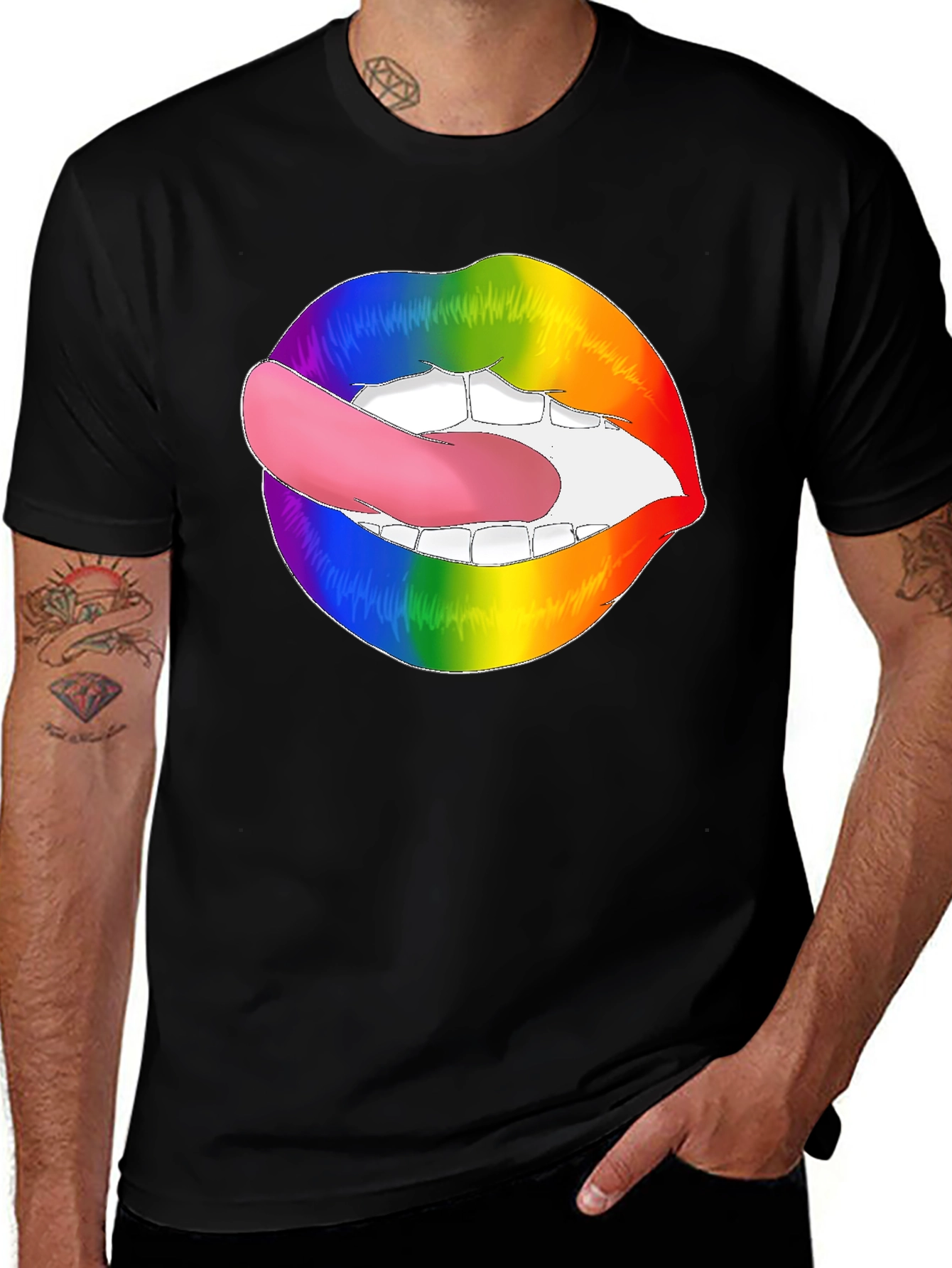 Rainbow Lips Tongue Out T-Shirt