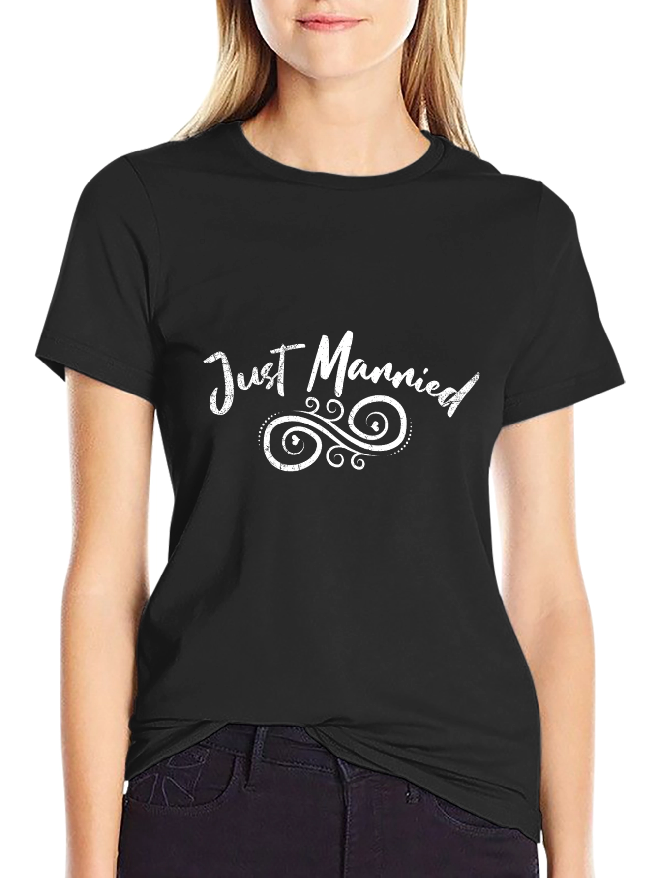 Just Married Graphic Tee - Black