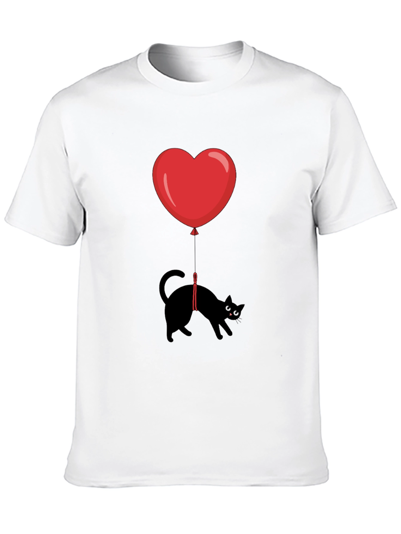Black Cat Heart Balloon T-Shirt