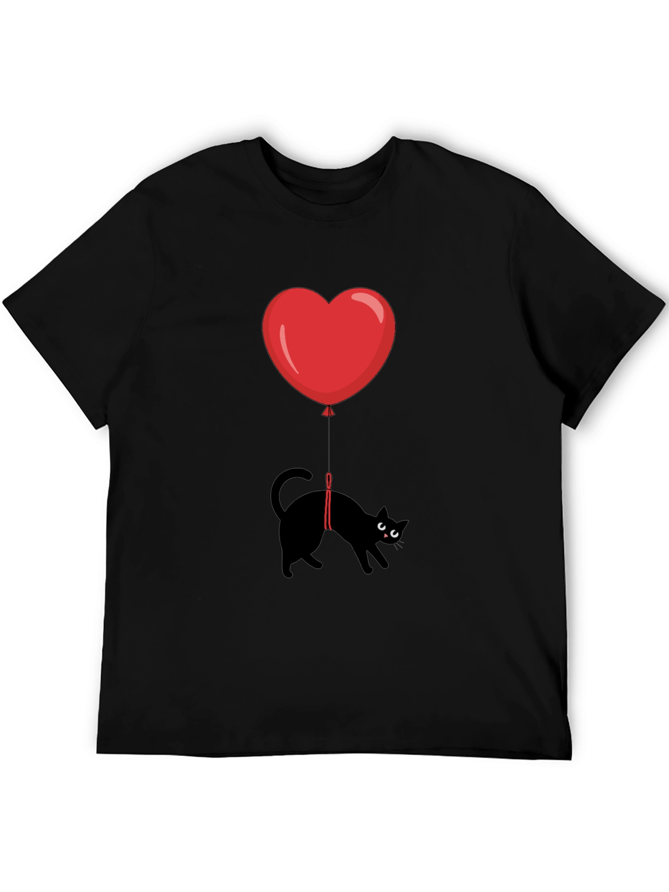 Black Cat Heart Balloon T-Shirt