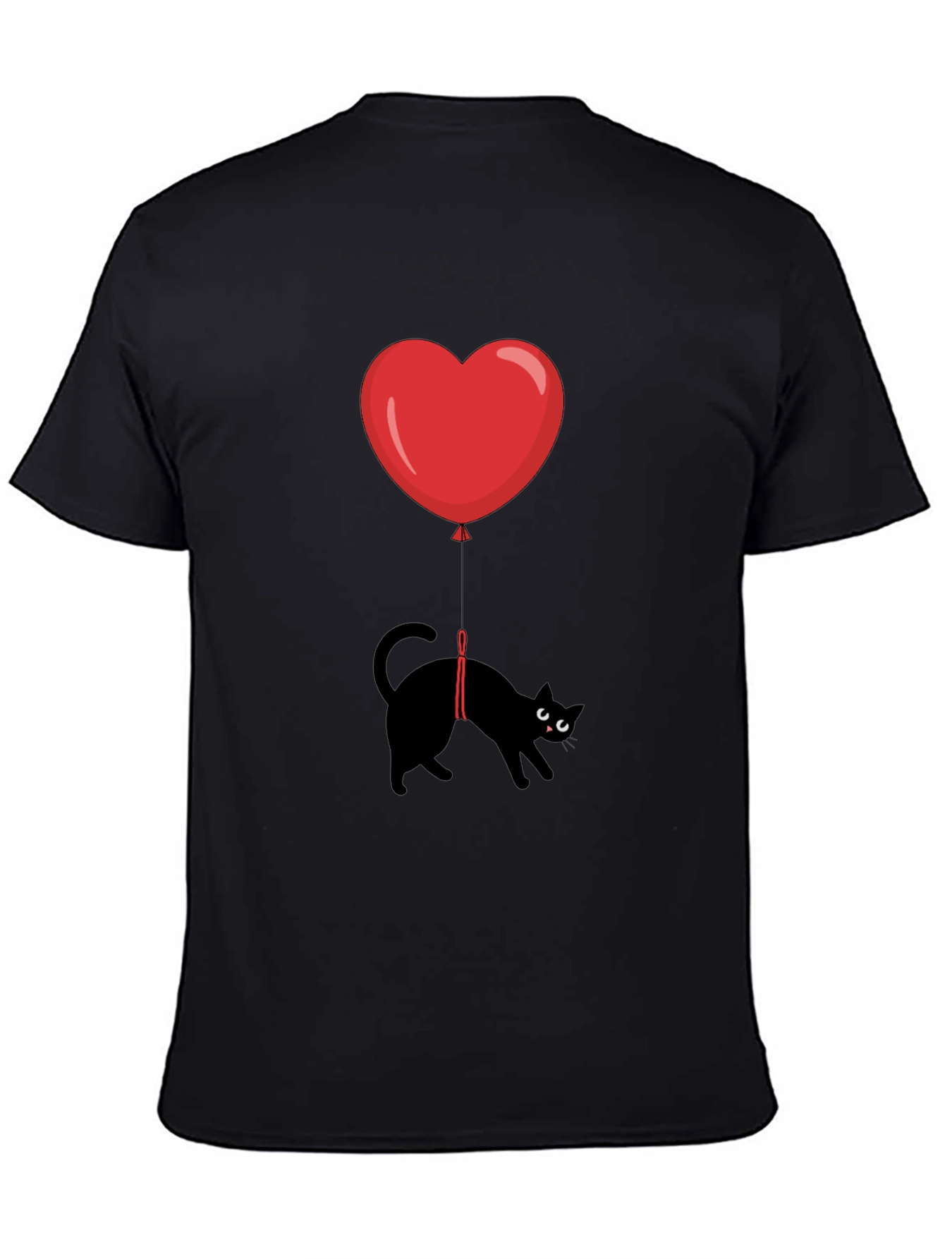 Black Cat Heart Balloon T-Shirt