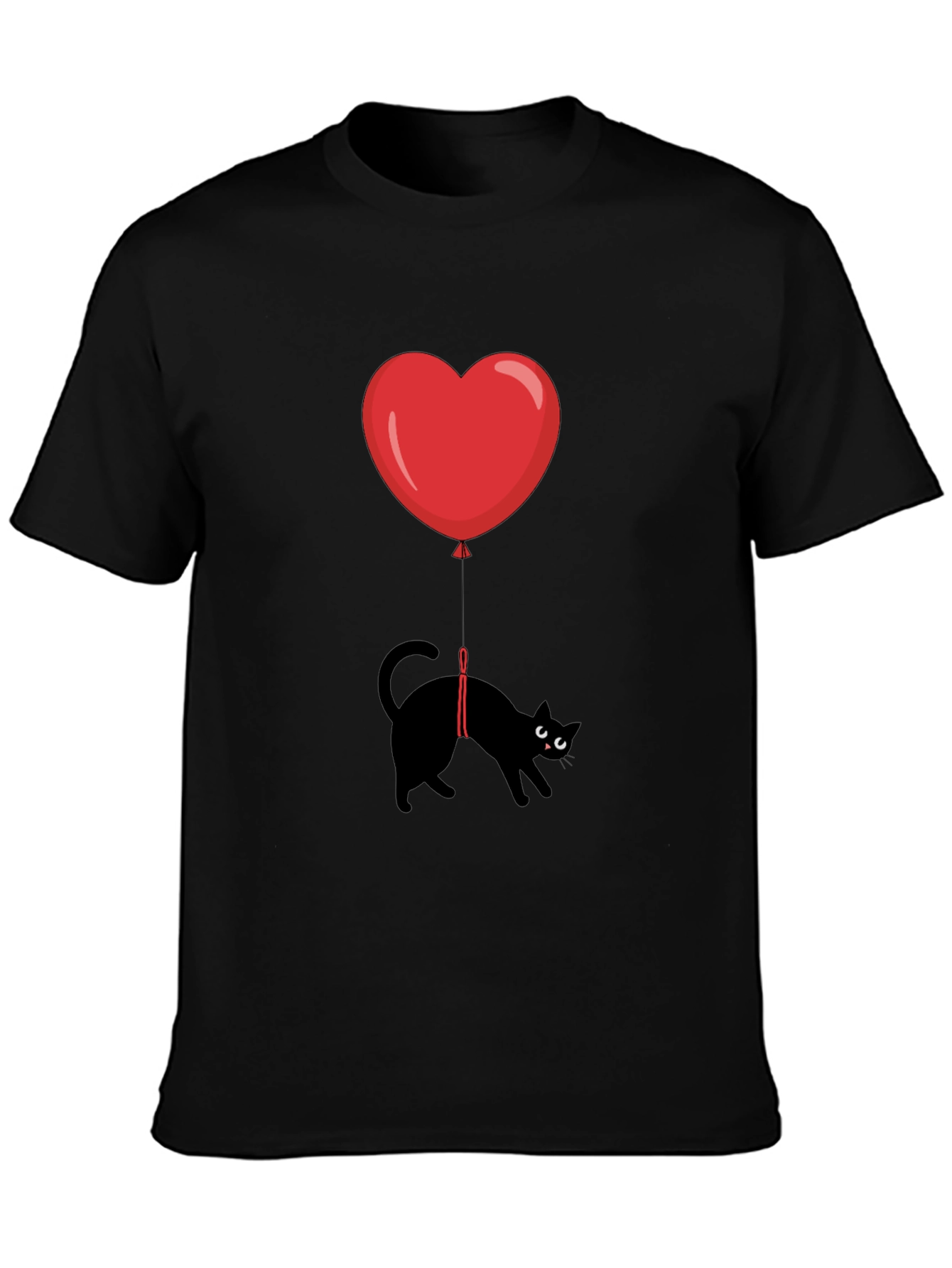 Black Cat Heart Balloon T-Shirt