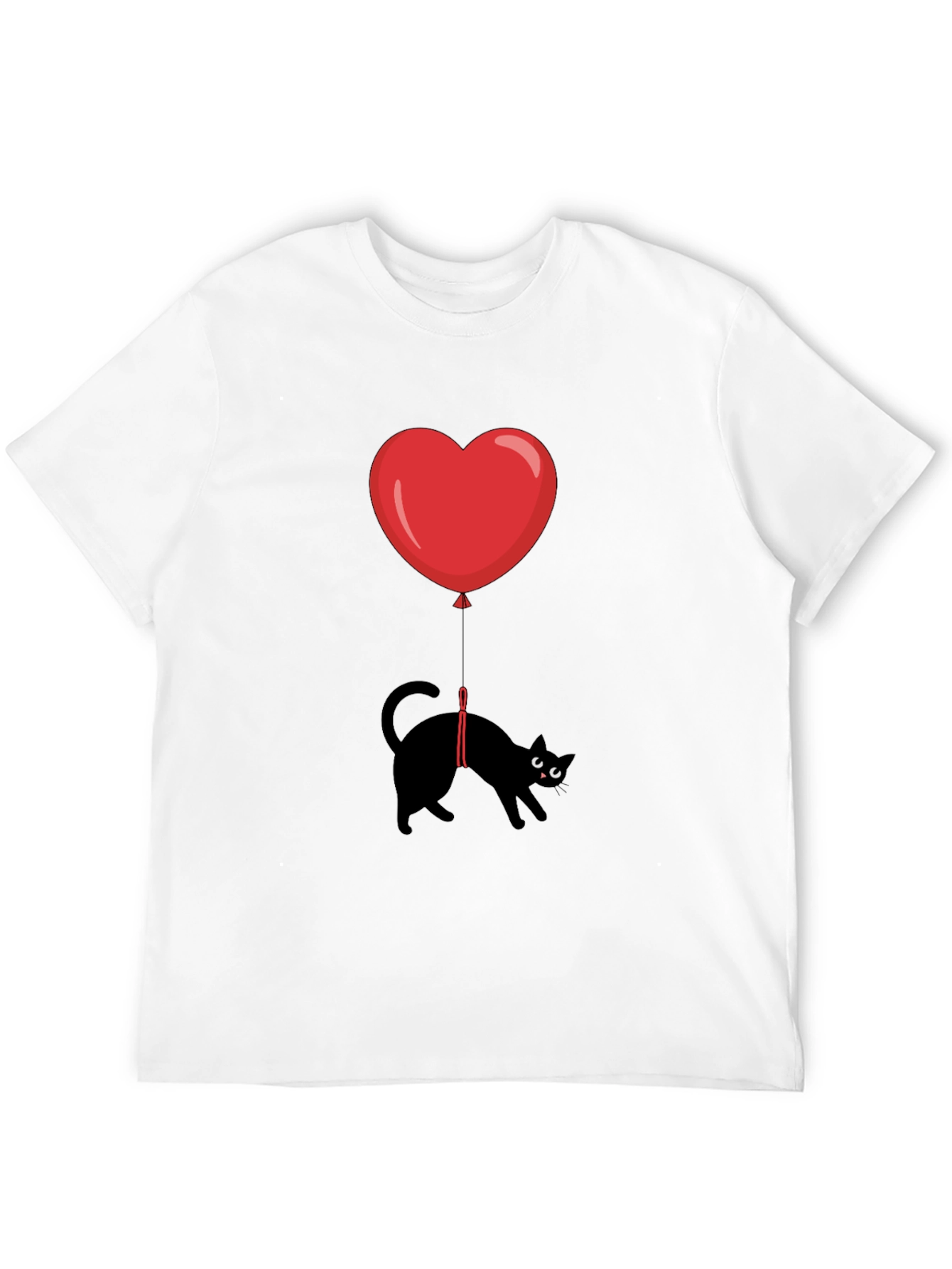 Black Cat Heart Balloon T-Shirt