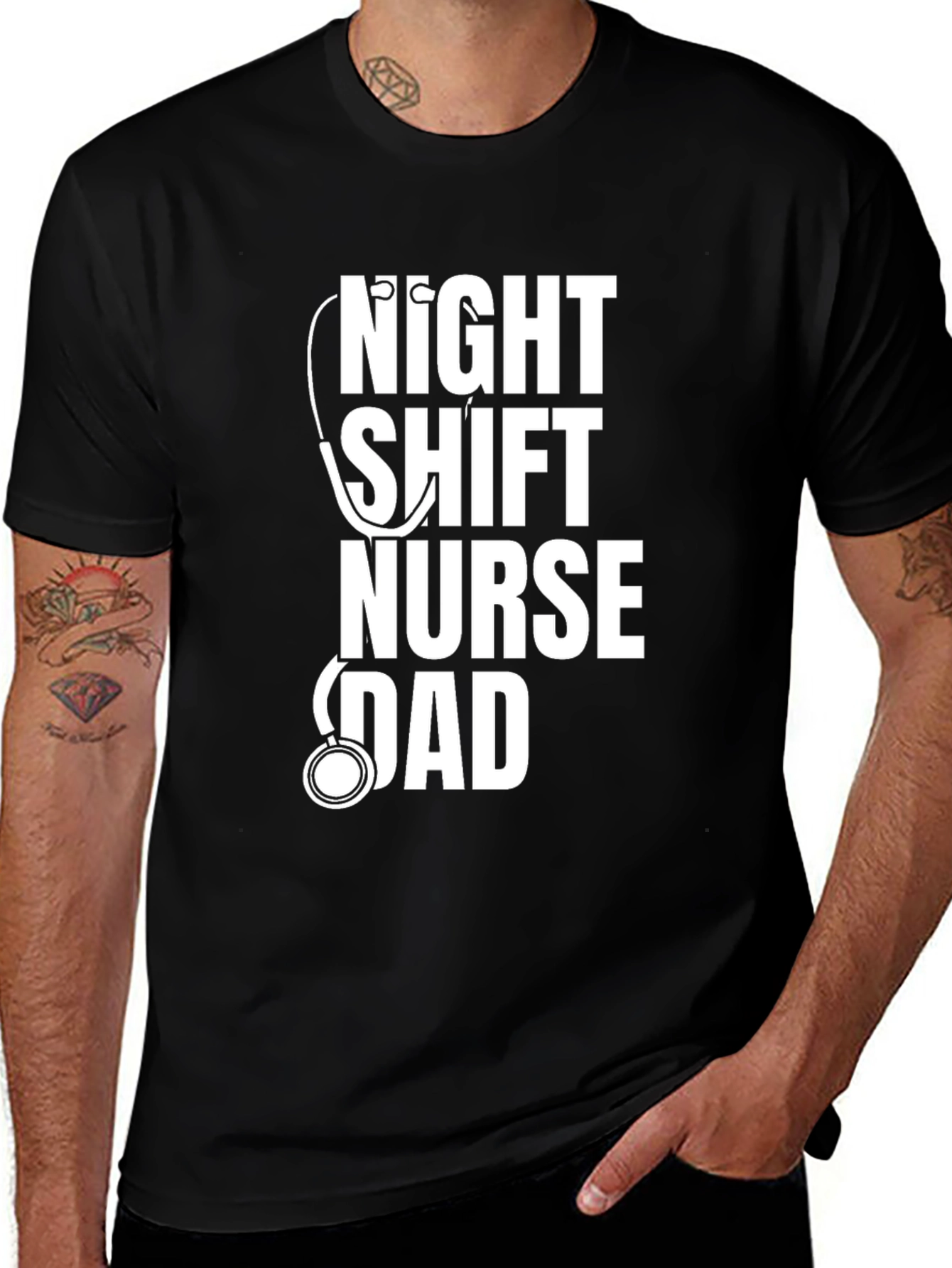 Night Shift Nurse Dad T-Shirt - Black